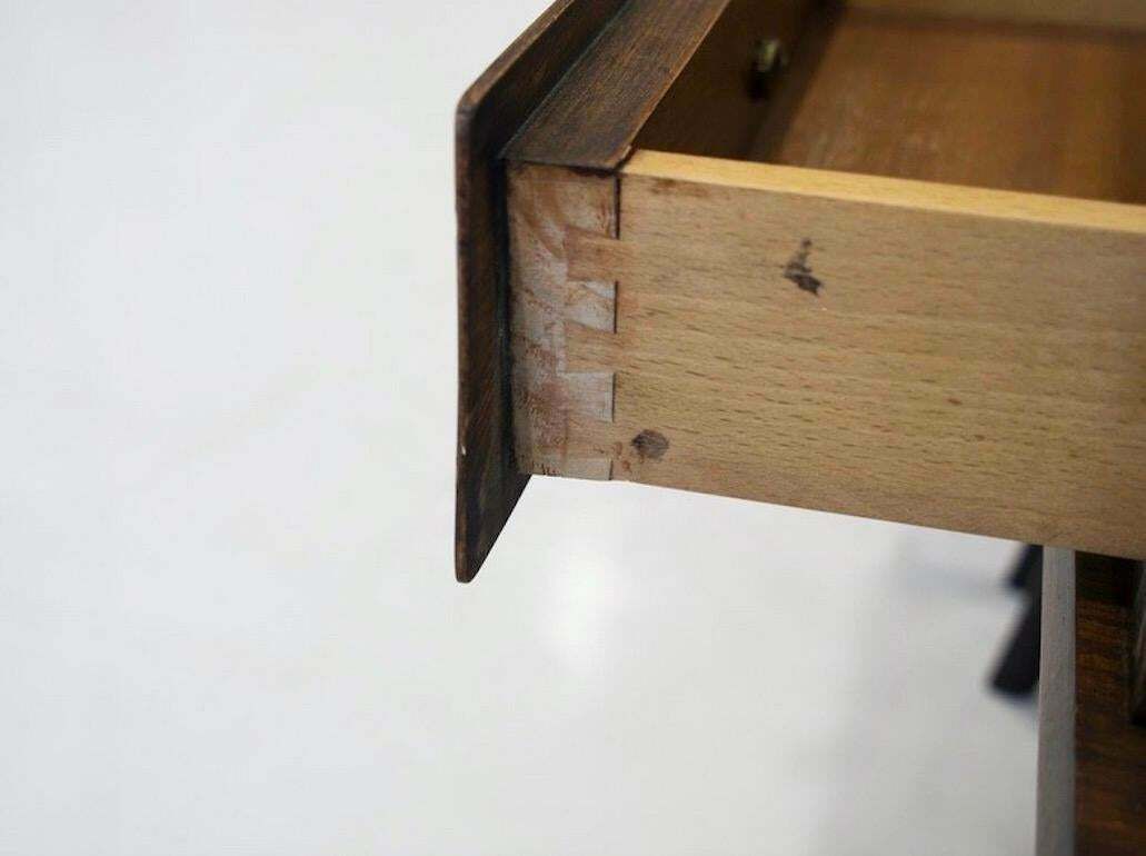photo for sale Pair Of Italian Modernist Wooden Bedside Tables With Glass Top