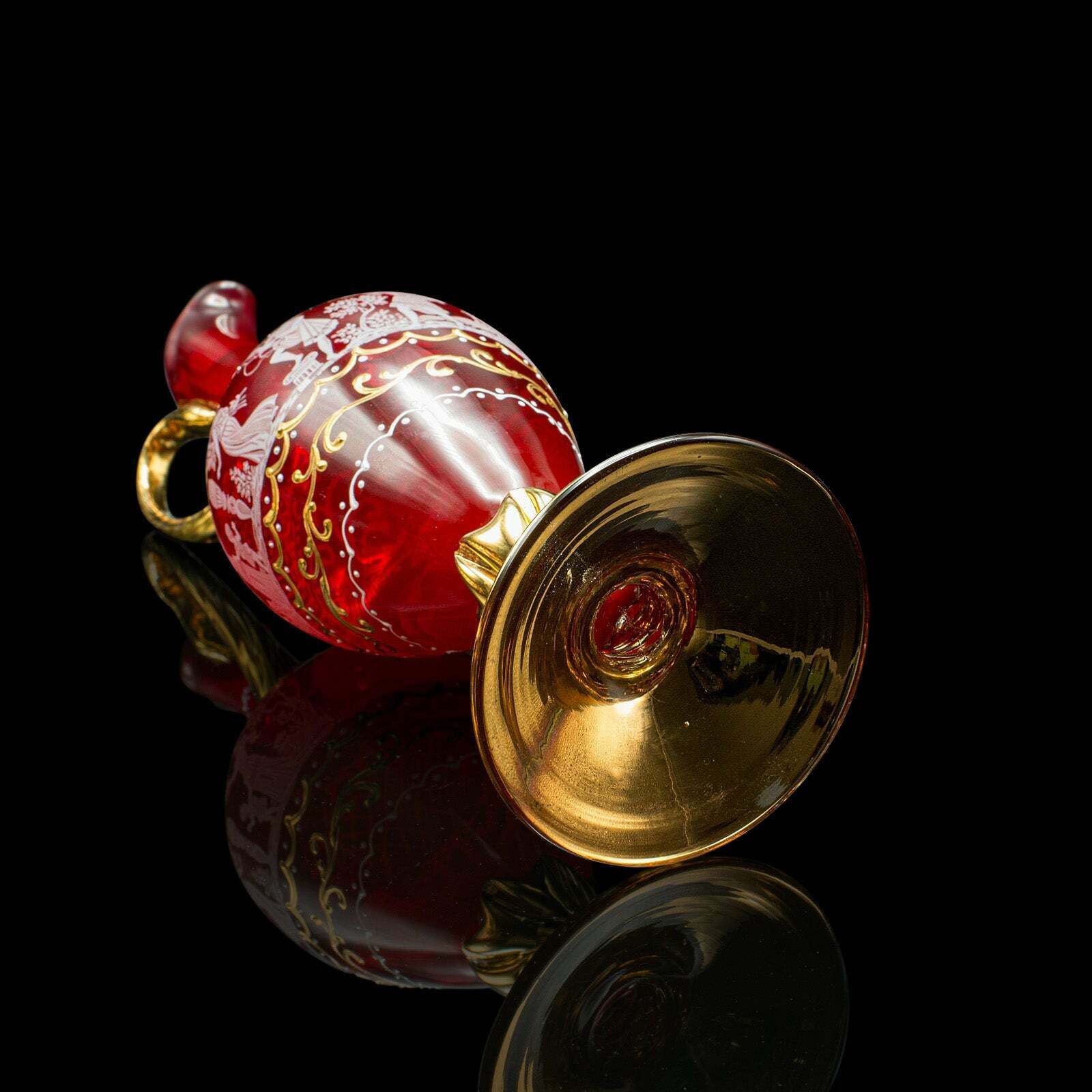 photo furniture Vintage Aperitif Serving Set, Italian, Art Glass, Ewer, Wine Glasses, Circa 1970