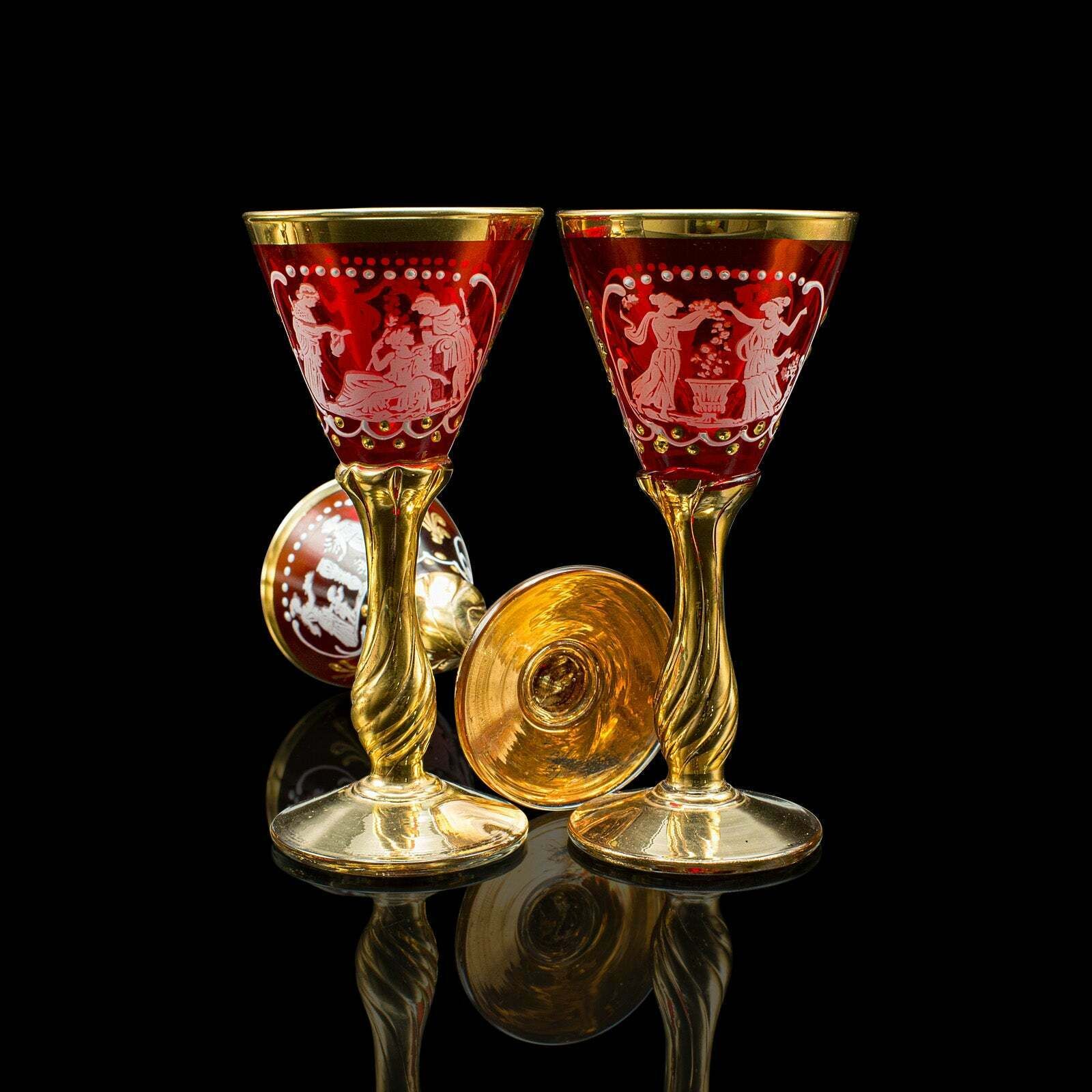 695.0 Vintage Aperitif Serving Set, Italian, Art Glass, Ewer, Wine Glasses, Circa 1970 photo
