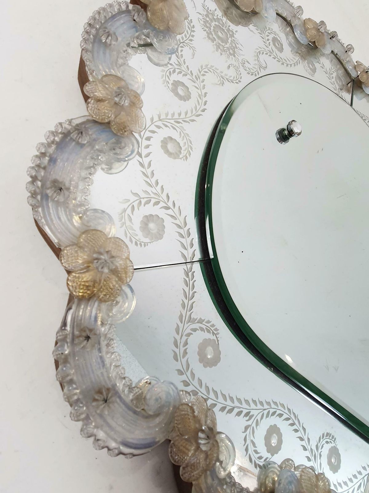 Mid Century Murano Glass Console Table And Mirror photo vintage