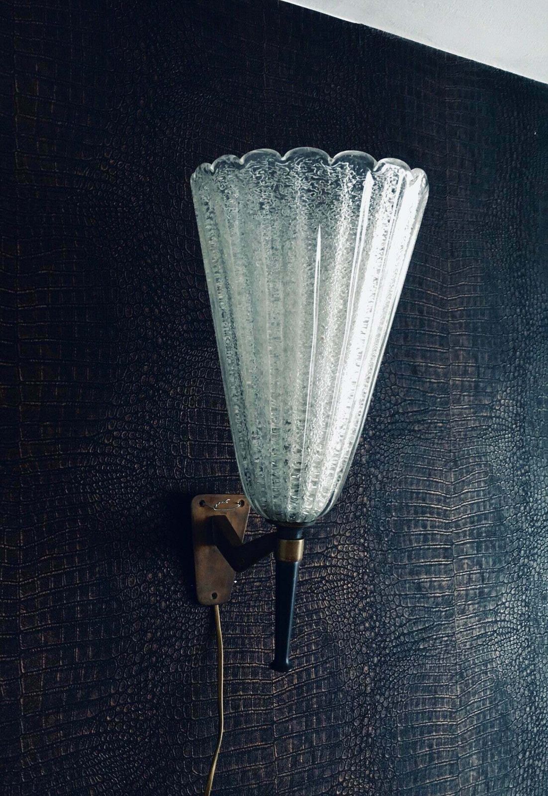 1950's Italian Design Art Glass Wall Lamp By Barovier & Toso photo vinterior