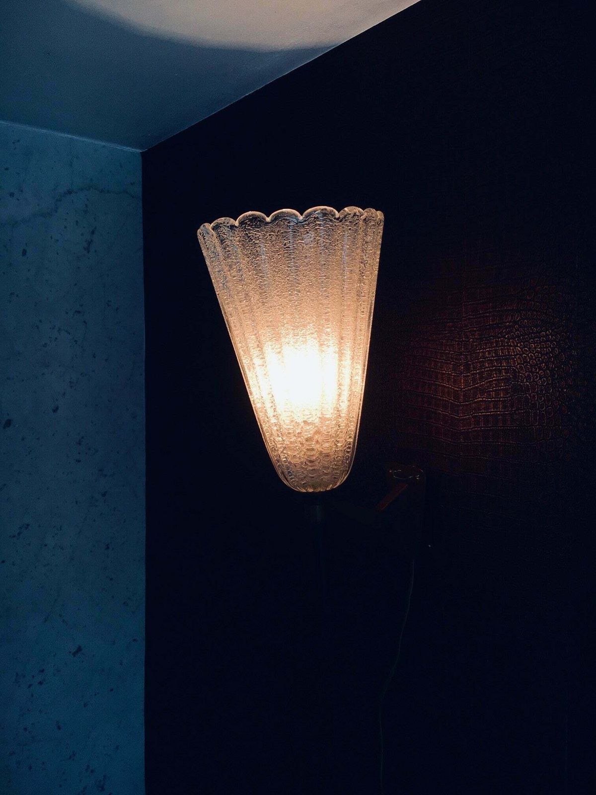 photo vinterior Vintage Mid Century Italiaans Design Kunstglas Wandlamp Van Barovier & Toso