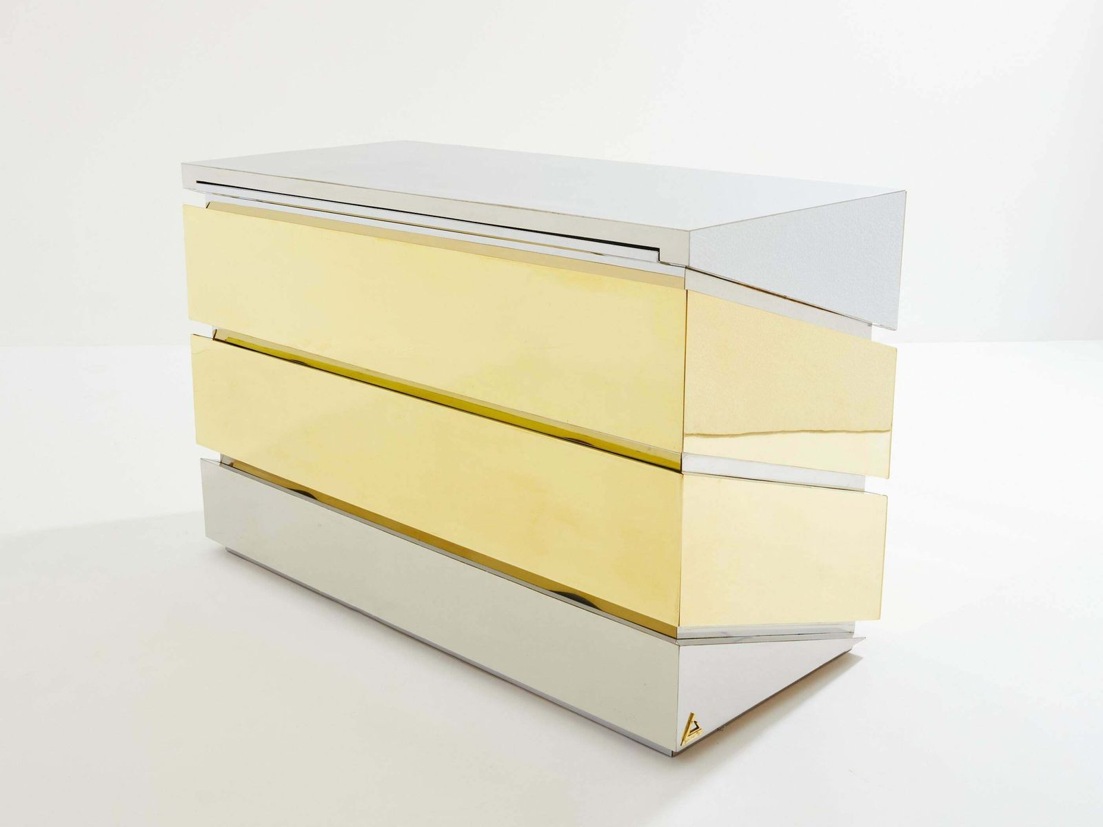 Commode Gabriella Crespi Mr Mme en chrome et laiton, 1972 photo furniture
