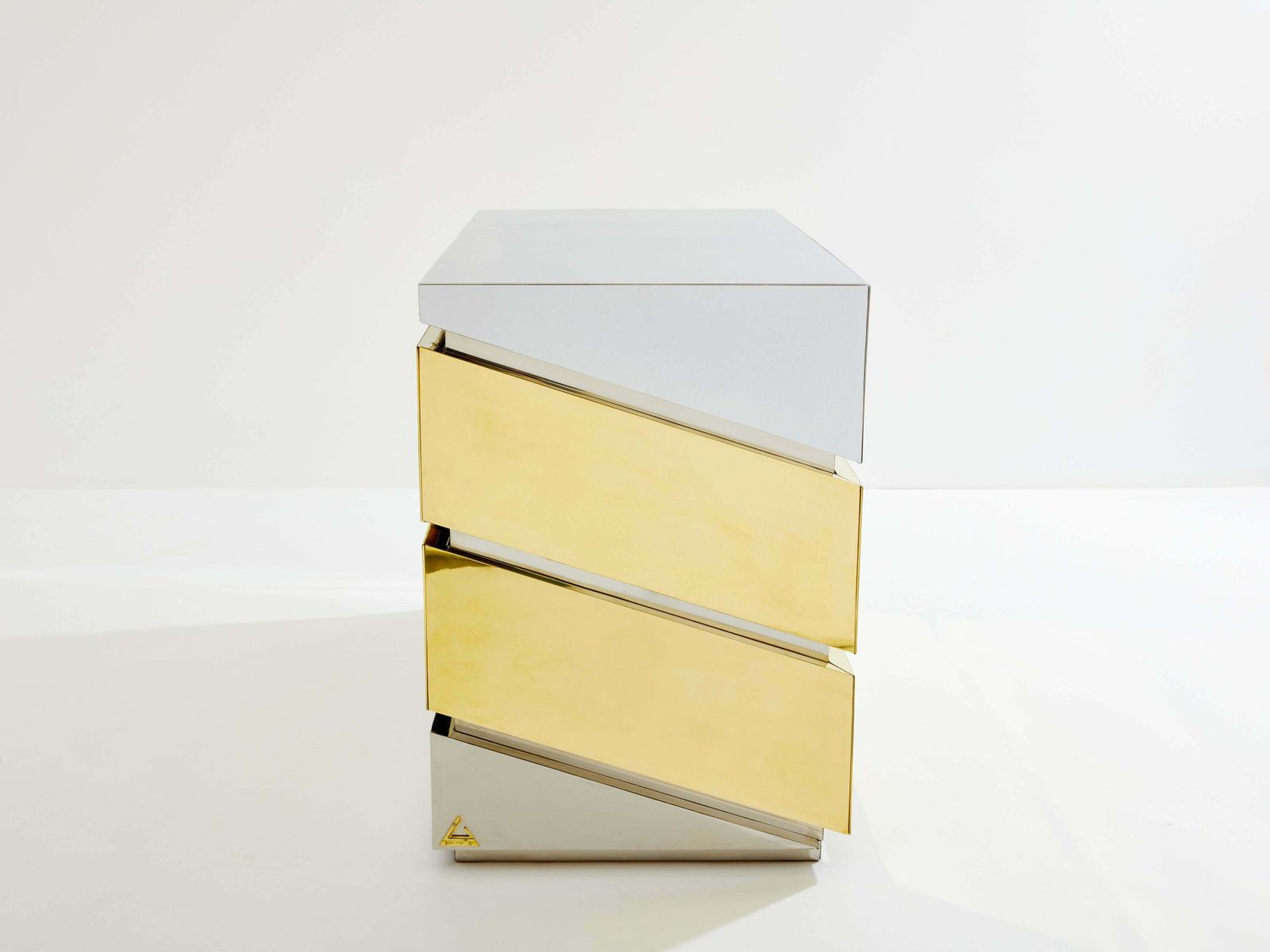 Furniture Gabriella Crespi Mr Mme Chrome Brass Chest Of Drawers 1972 photo