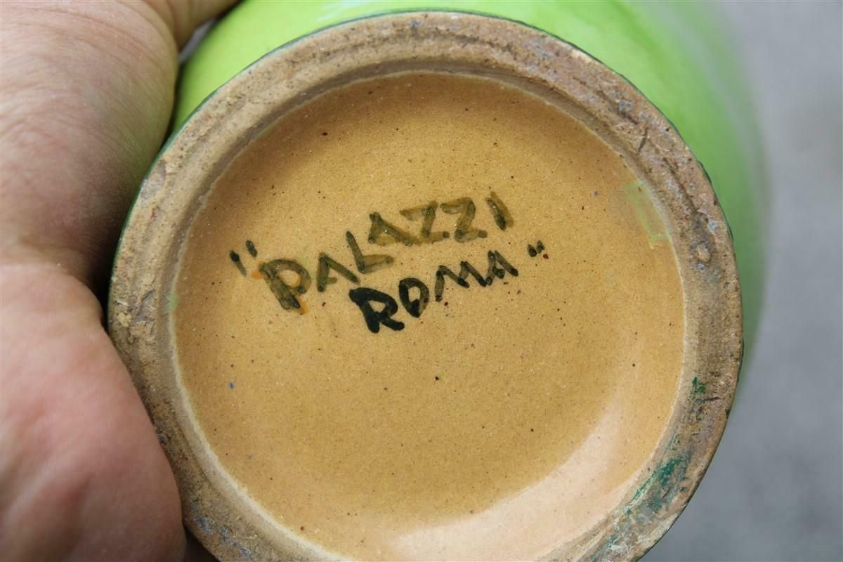 Home Decor Art Decò Vase Italy 1920 Palazzi Roma Manufacture Green And Floral Decorations photo