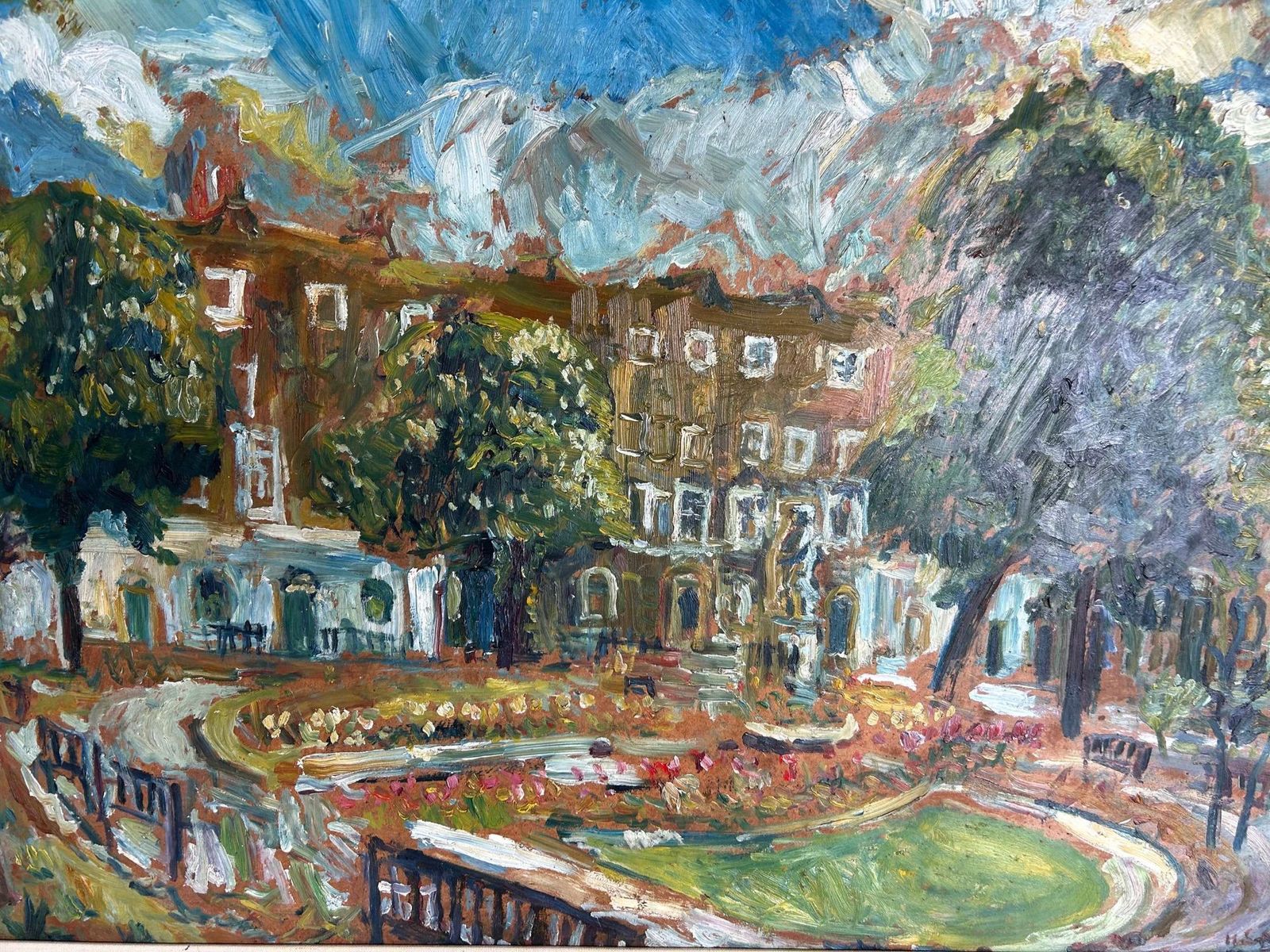 Henry Sanders   A Wonderful Large Impressionism Scene   Oil On Board photo furniture