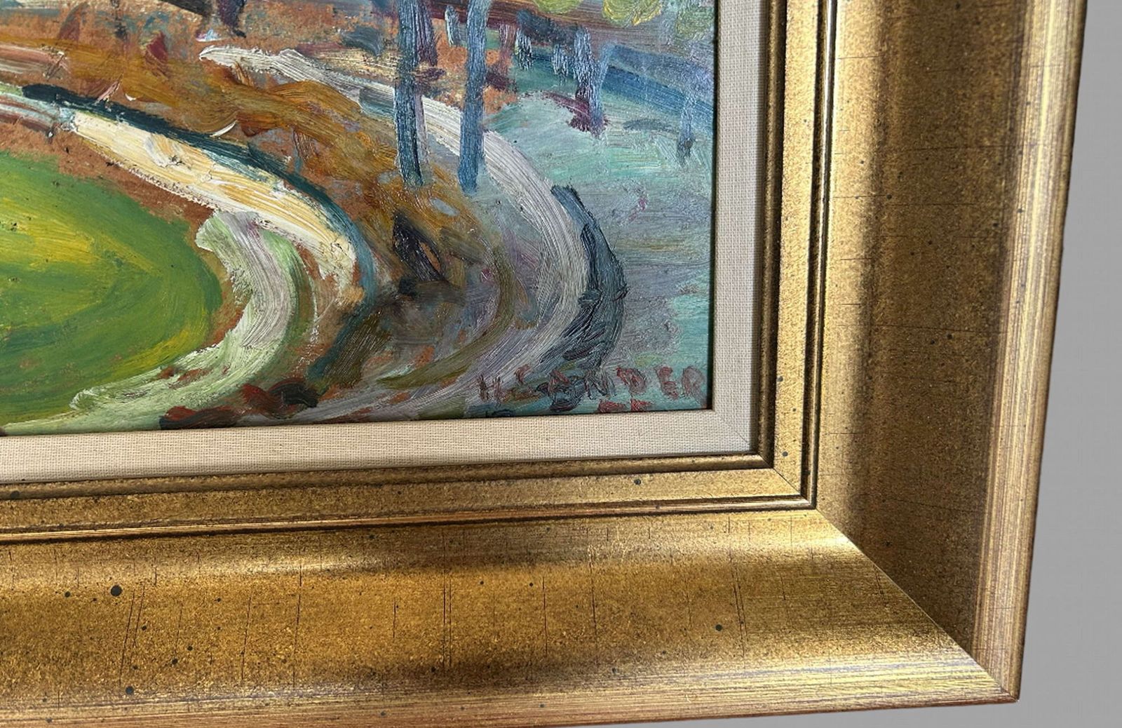 Henry Sanders   A Wonderful Large Impressionism Scene   Oil On Board photo buy