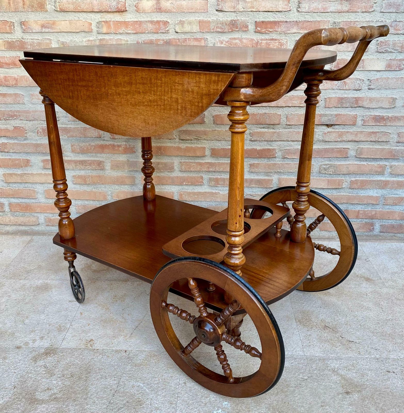 Mid Century French Wooden Bar Cart Trolley, 1950s photo buy