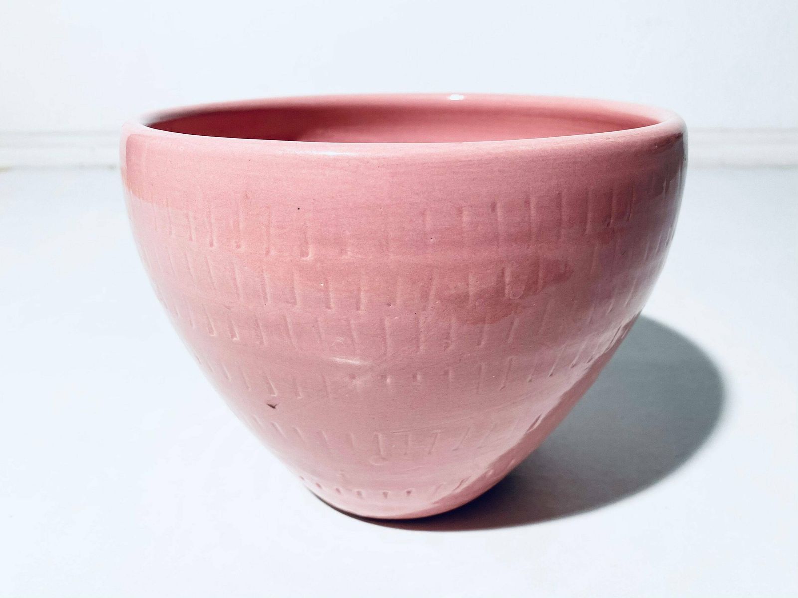 Vintage Pink Ceramic Planter Made Mainly Handmade France photo for sale