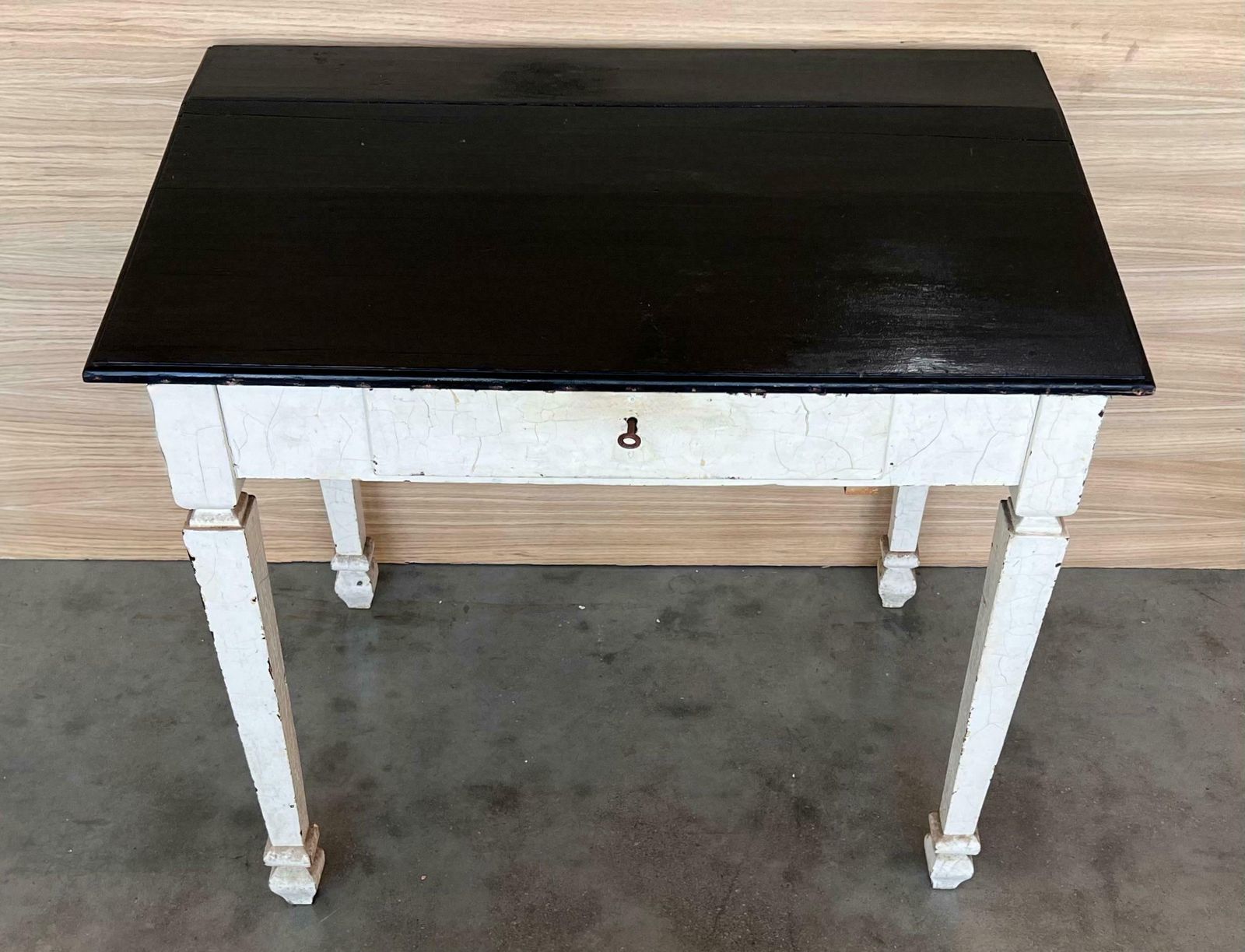 Black Ebonized Wood “Architect Desk” Table With Drawer, France photo for sale
