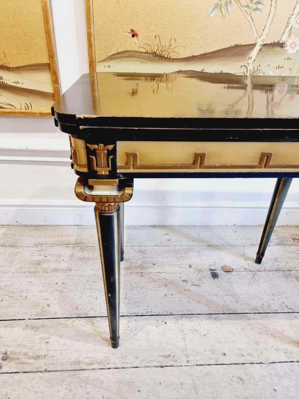 Swedish Grace, Game Table With Decor Of Meander In Relief, 1920/30s. photo for sale