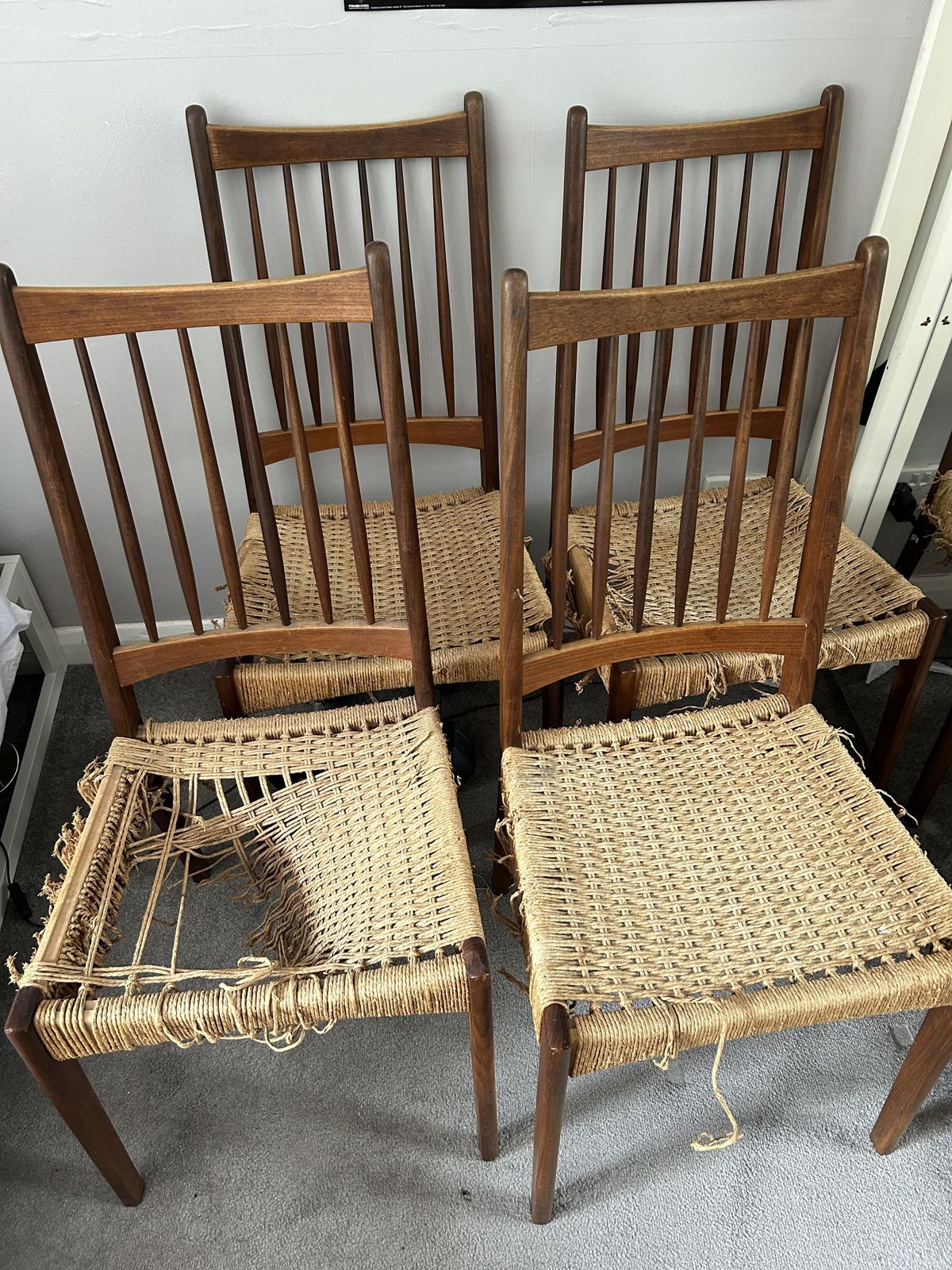 Midcentury Arne Hovmand Olsen For Mogens Kold 4 X Danish Dining Chairs