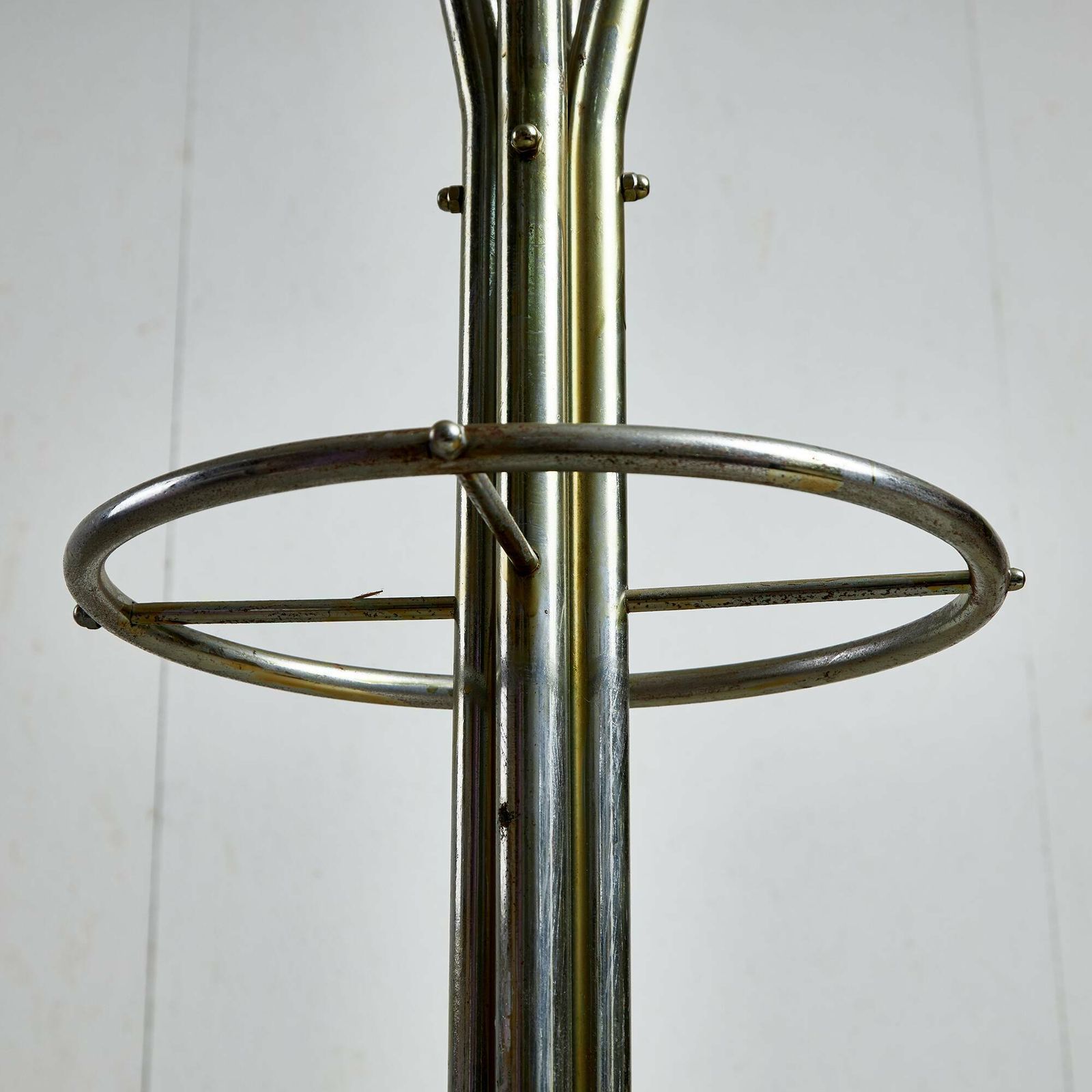 Postmodern Coat Rack With Four Arms, Umbrella Stand And Black Vinyl Spheres photo buy