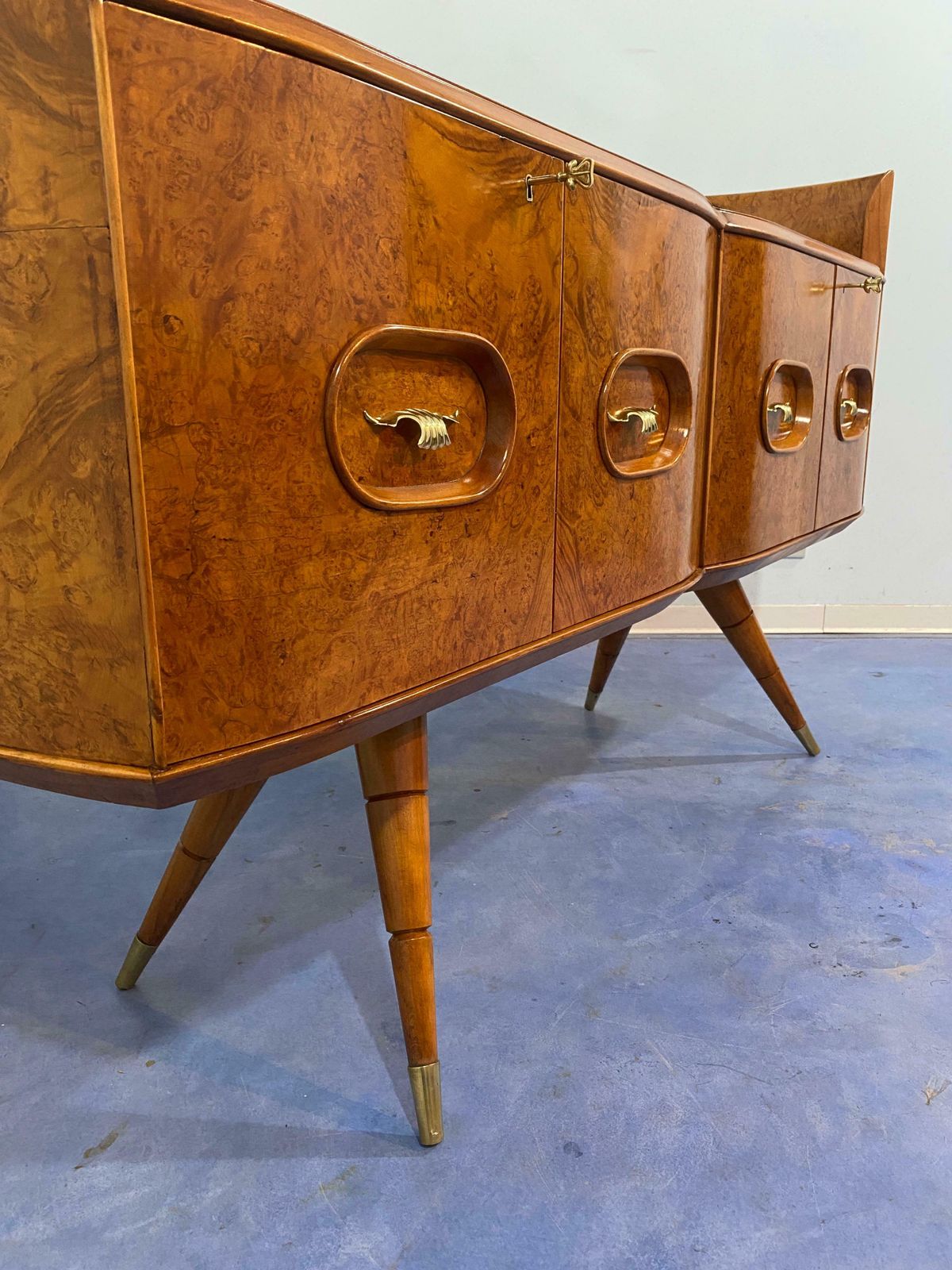 Italian Mid Century Sideboard Honey Color In Birch Wood, 1950s photo for sale