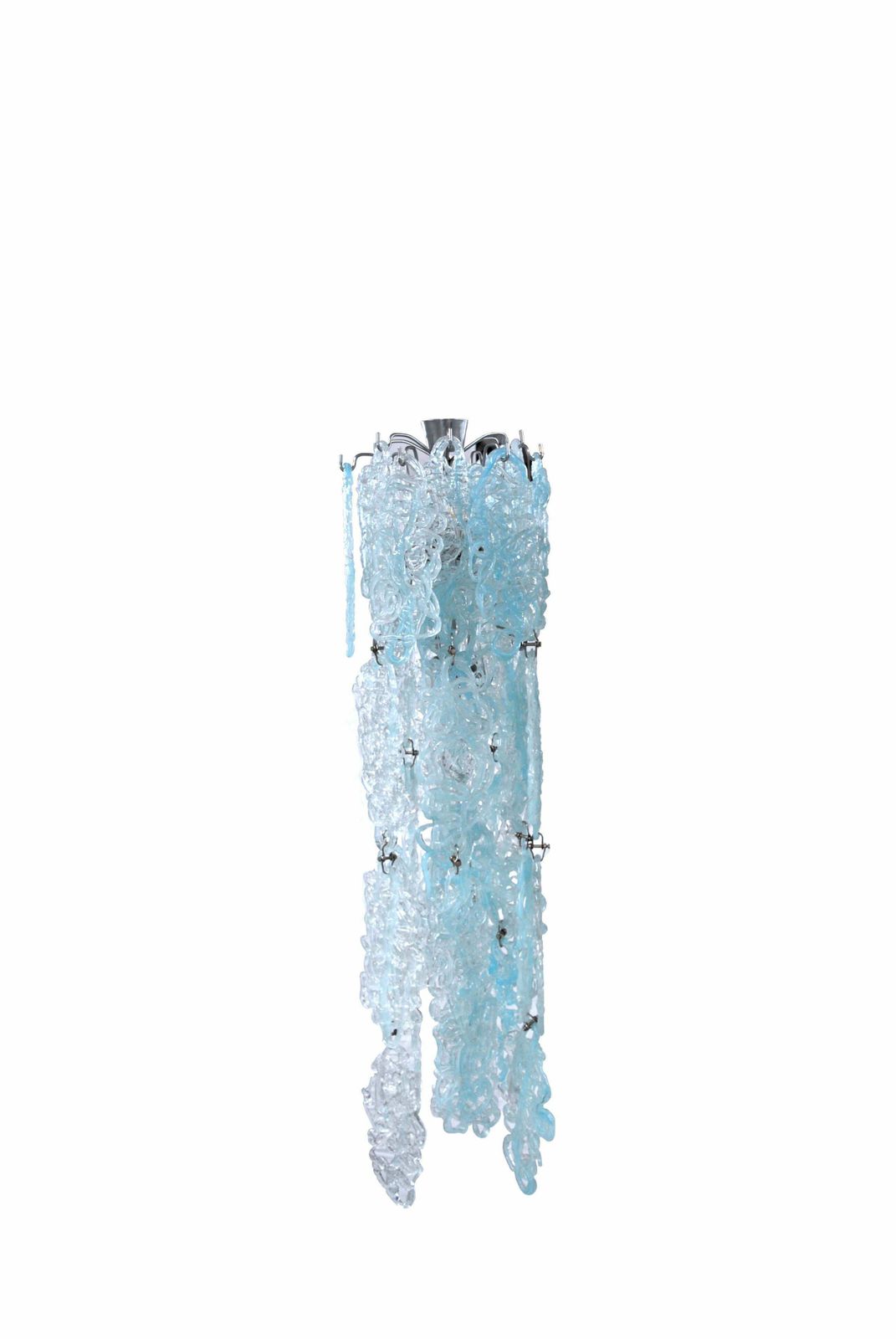 Vistosi Italian Midcentury Chandelier In Etched Glass, 1950s photo for sale
