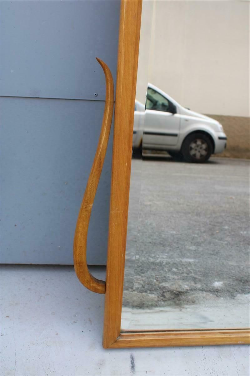 Molato Wall Mirror In Carved Wood Italy 1950 Shaped photo vintage