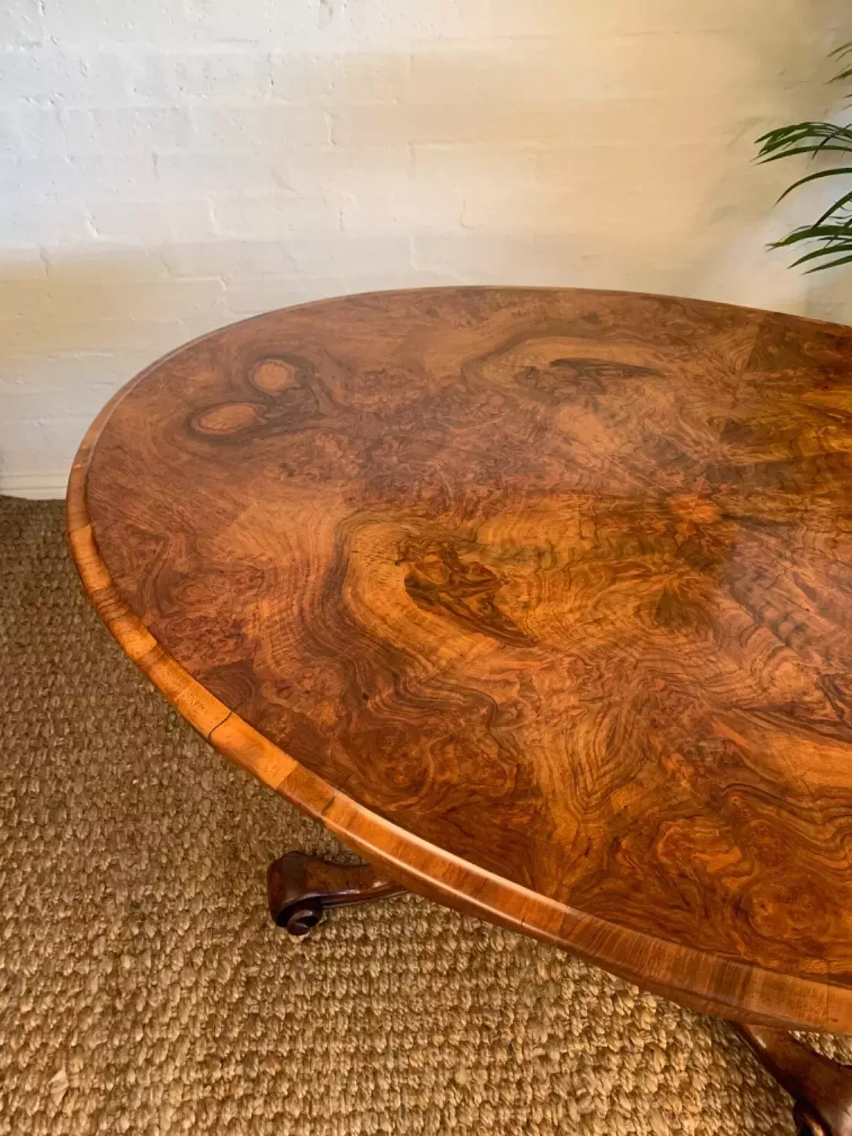 Antique Victorian Figured Walnut Center Table photo furniture