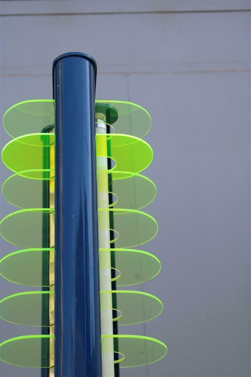 Optical Amalasunta Floor Lamp Vittorio Gregotti For Bilumen 1968 Verde Blu Italia photo vintage