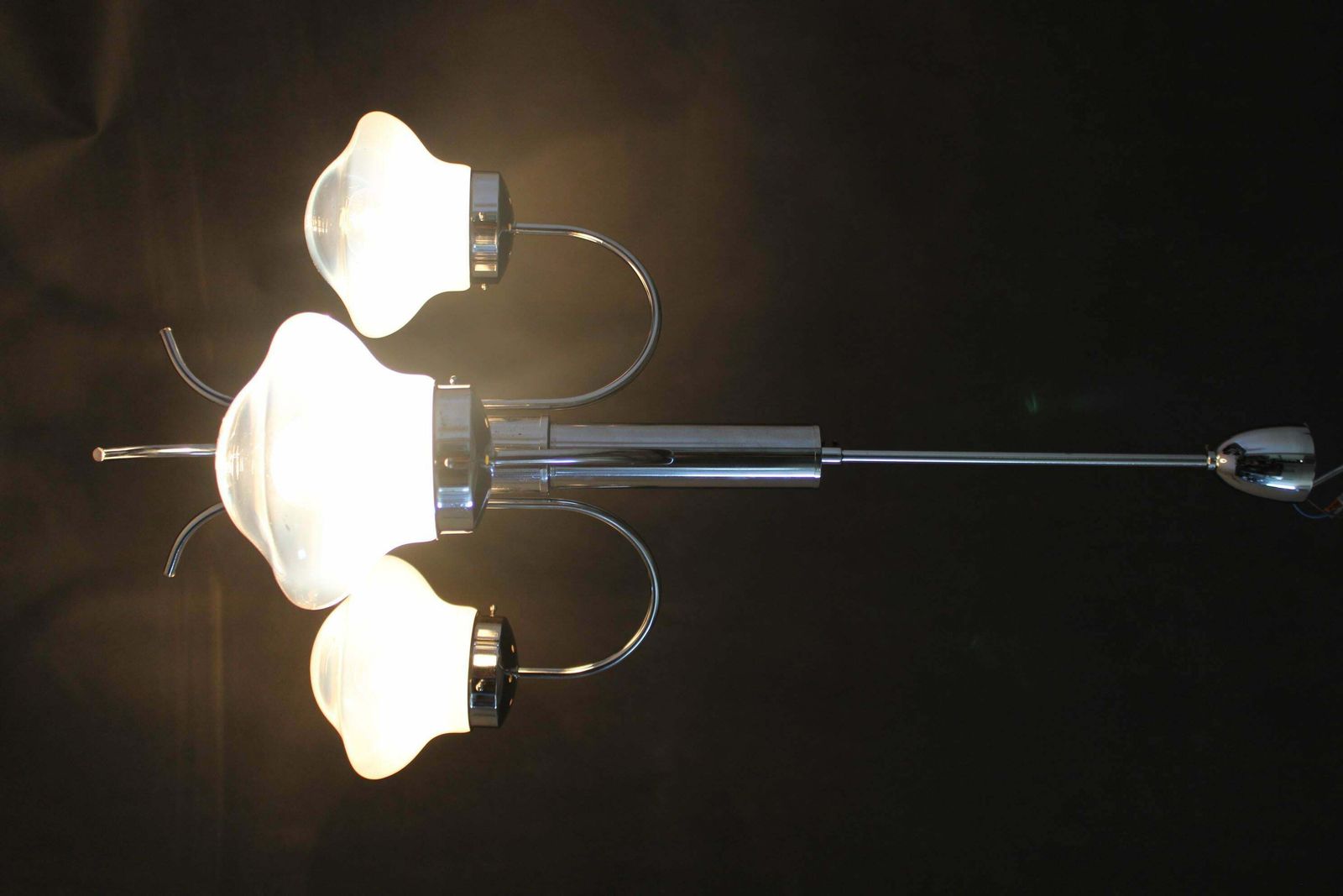 1960s Chrome Plated Chandelier With Murano Glass, Italy photo vintage