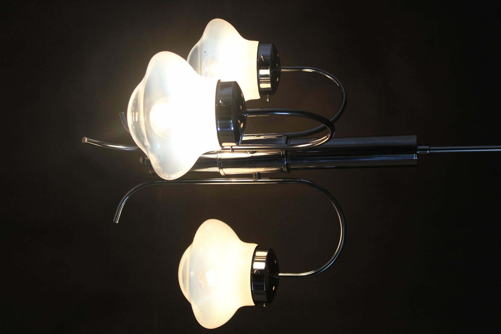 Lighting 1960s Chrome Plated Chandelier With Murano Glass, Italy photo
