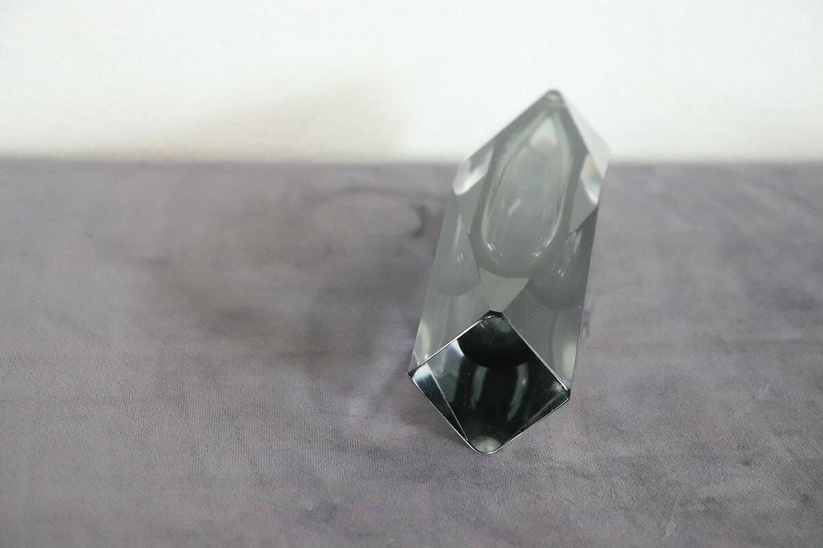 Art Glass Smoked Grey Vase Attributed To Flavio Poli For A. Mandruzzato, 1960s photo vintage