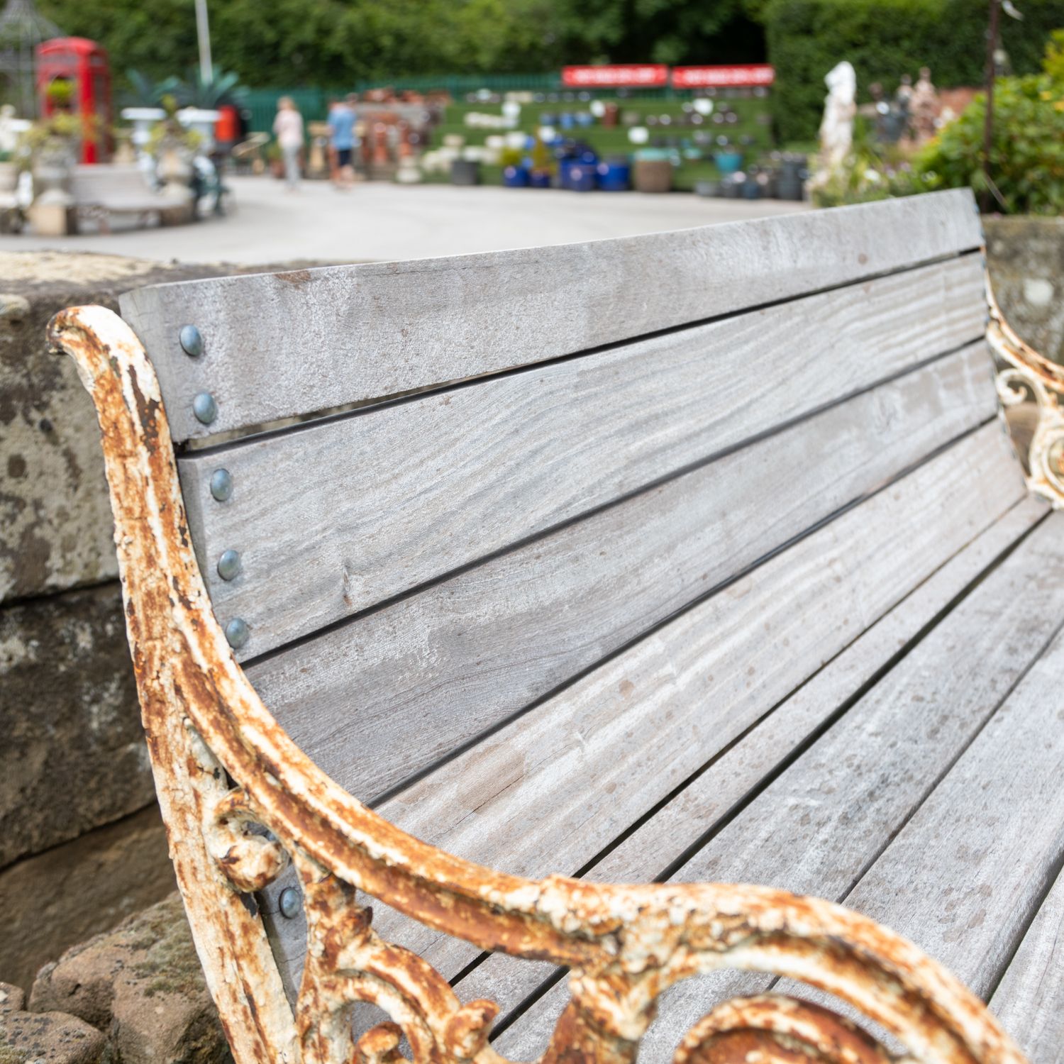Antique Garden Bench With Decorative Cast Iron Ends photo vinterior