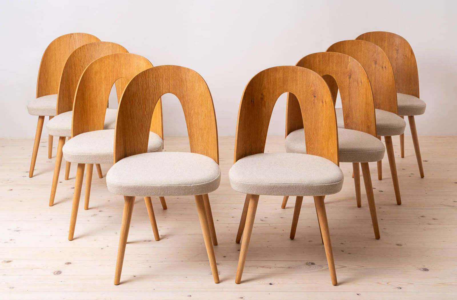 Set Of 10 Mid Century Dining Chairs By A.šuman, 1960s, Customizable Upholstery Available photo for sale