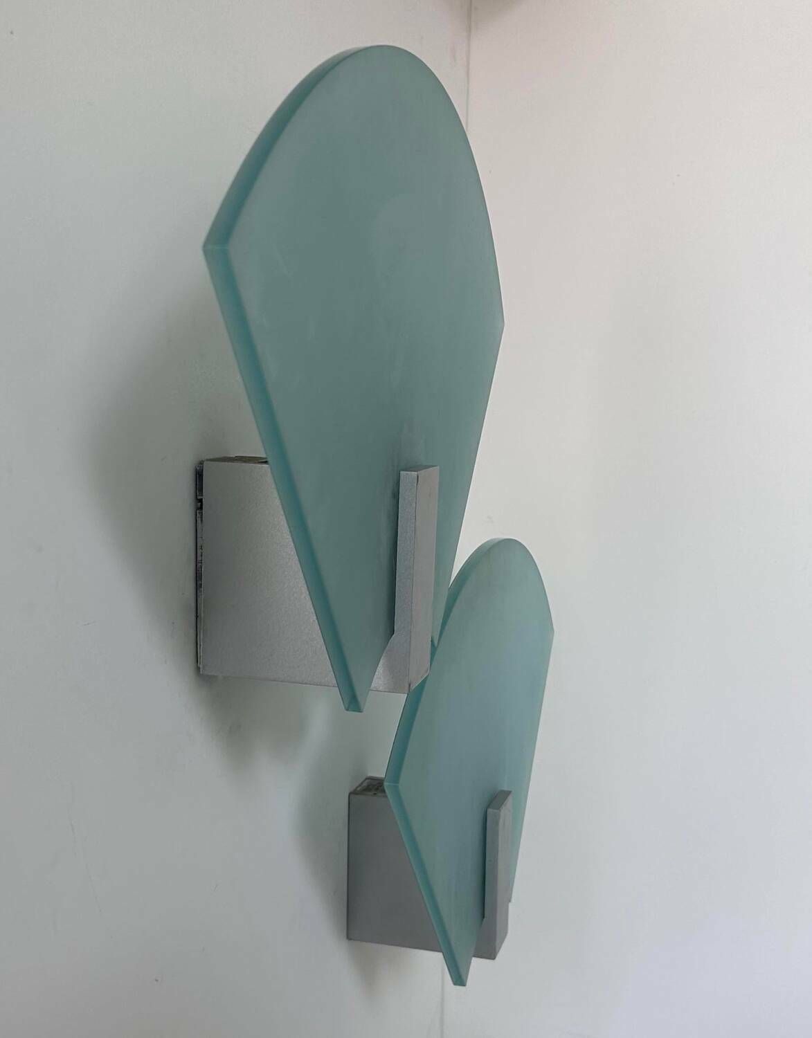 photo for sale Pair Of Vintage Sandblasted Glass Wall Lights, Italy 1980s