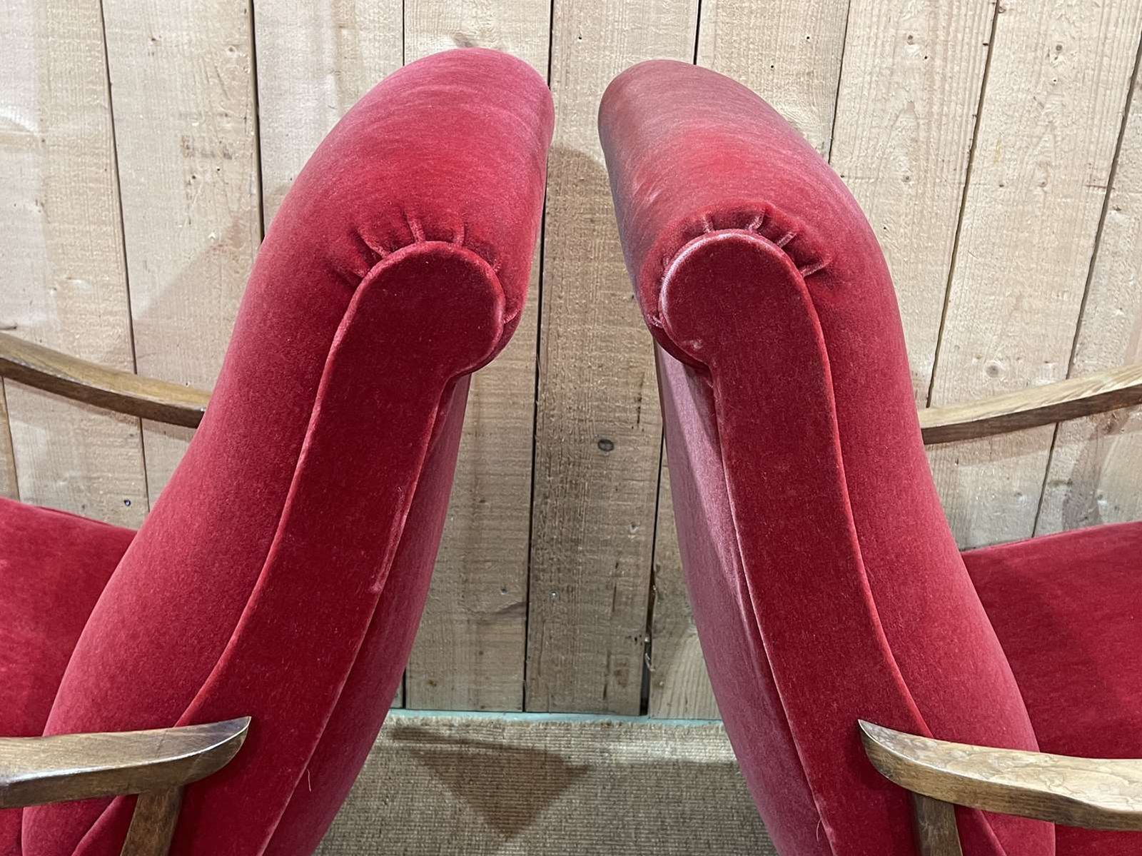 Furniture Pair Of Beech Bridge Armchairs From The 1950s photo
