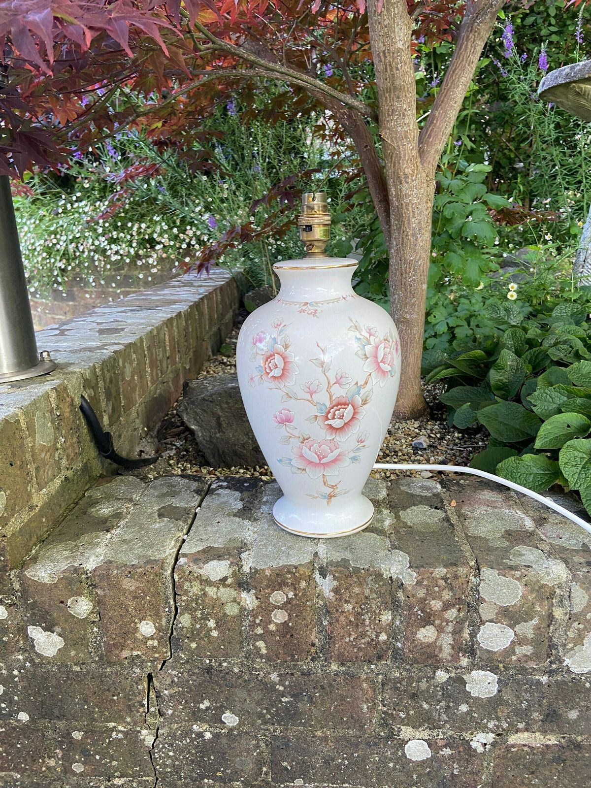 Vintage M&S St Michael's 1980s Ceramic Lamp With Rose And Blossom Detail   Working Condition