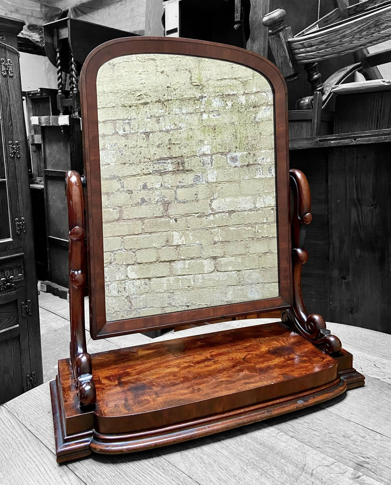 Antique Victorian Mahogany Dressing Table Mirror / Free Standing Toilet Mirror photo buy