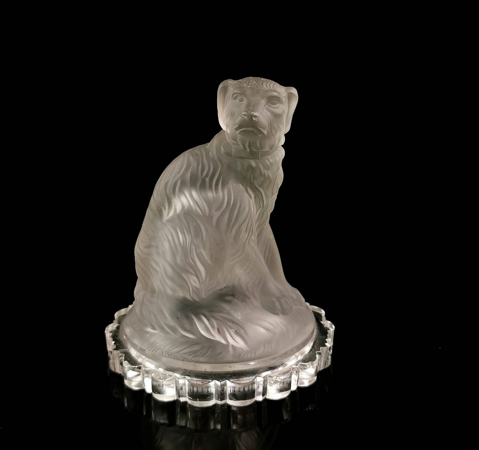 Antique Dog Sculpture, Pressed Glass Figure photo furniture