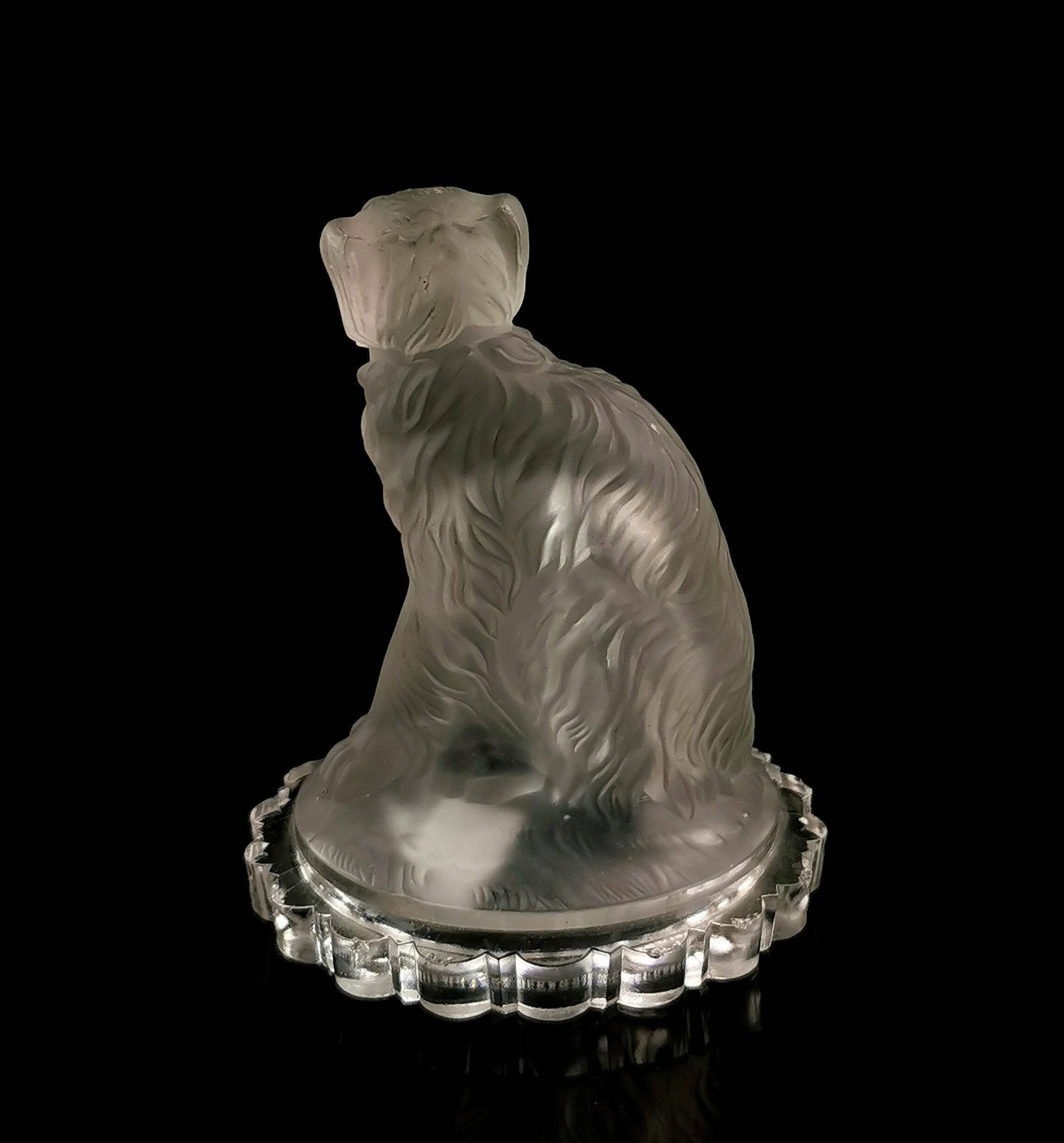 Antique Dog Sculpture, Pressed Glass Figure photo Art
