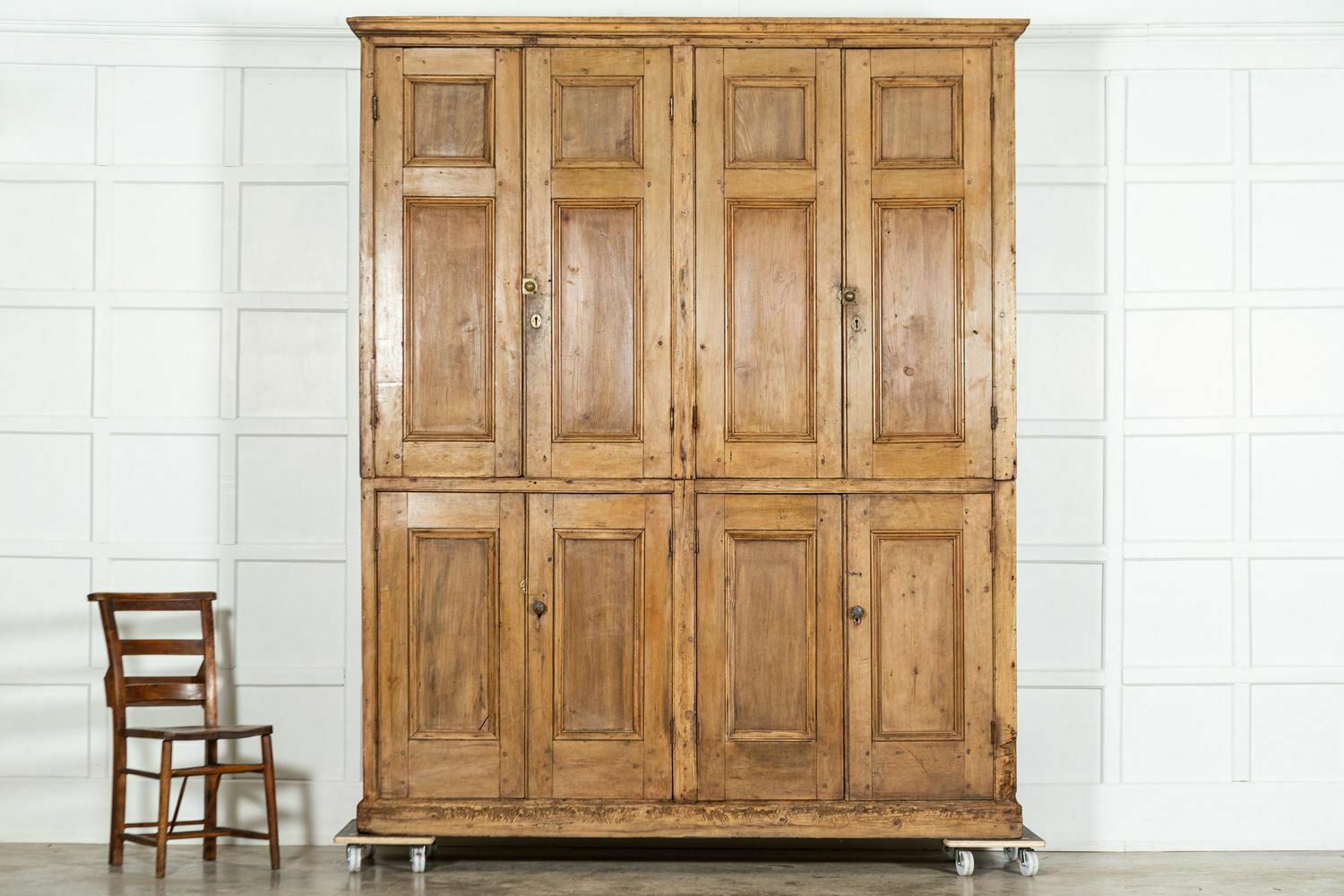 Large 19thc English Estate Made Pine Housekeepers Cupboard photo Furniture