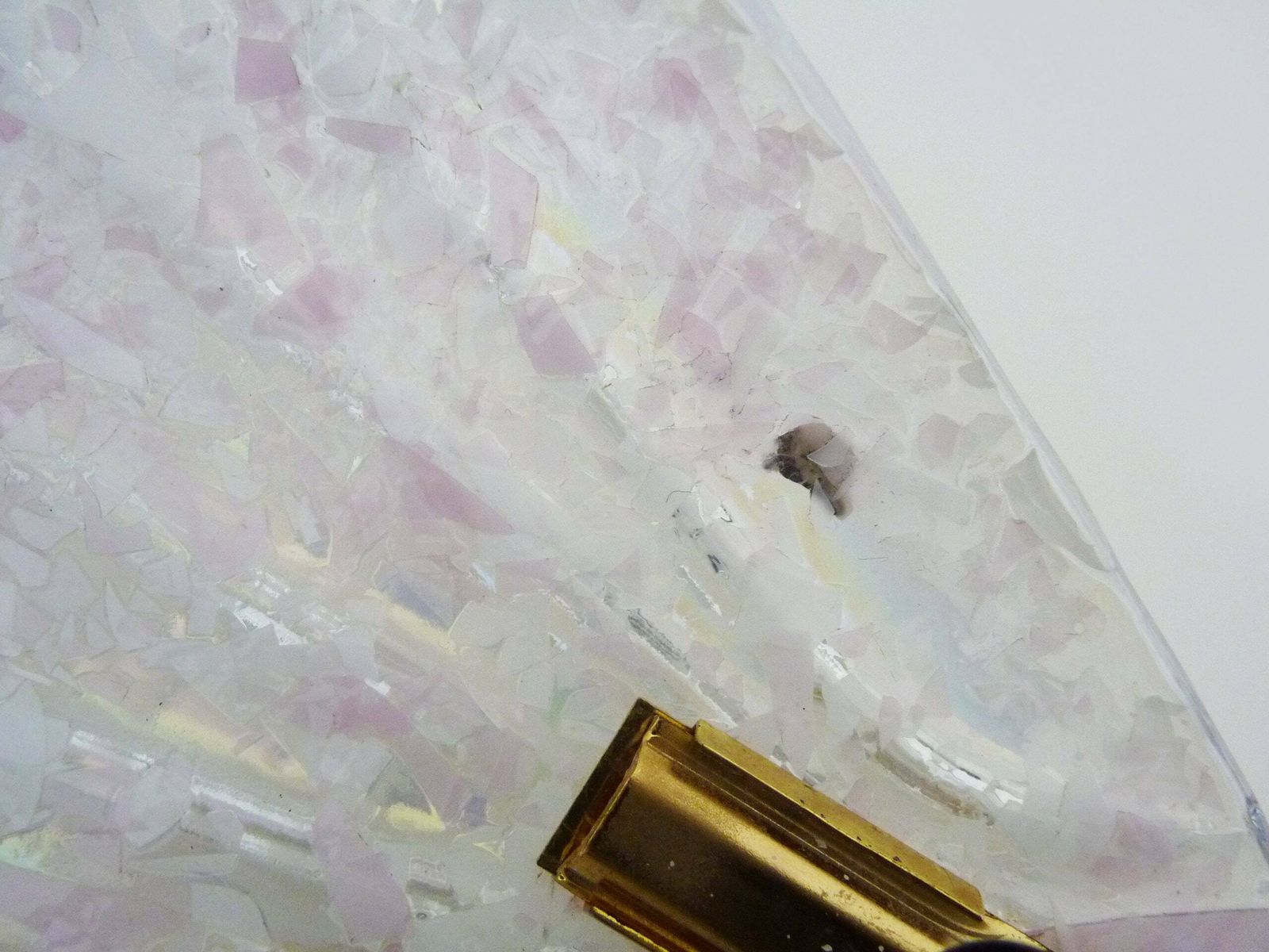 Magnificent Pair Of Vintage Leaf Shaped Wall Lights. In Molded Glass With White And Pink Glitter.. Year 80 photo vintage