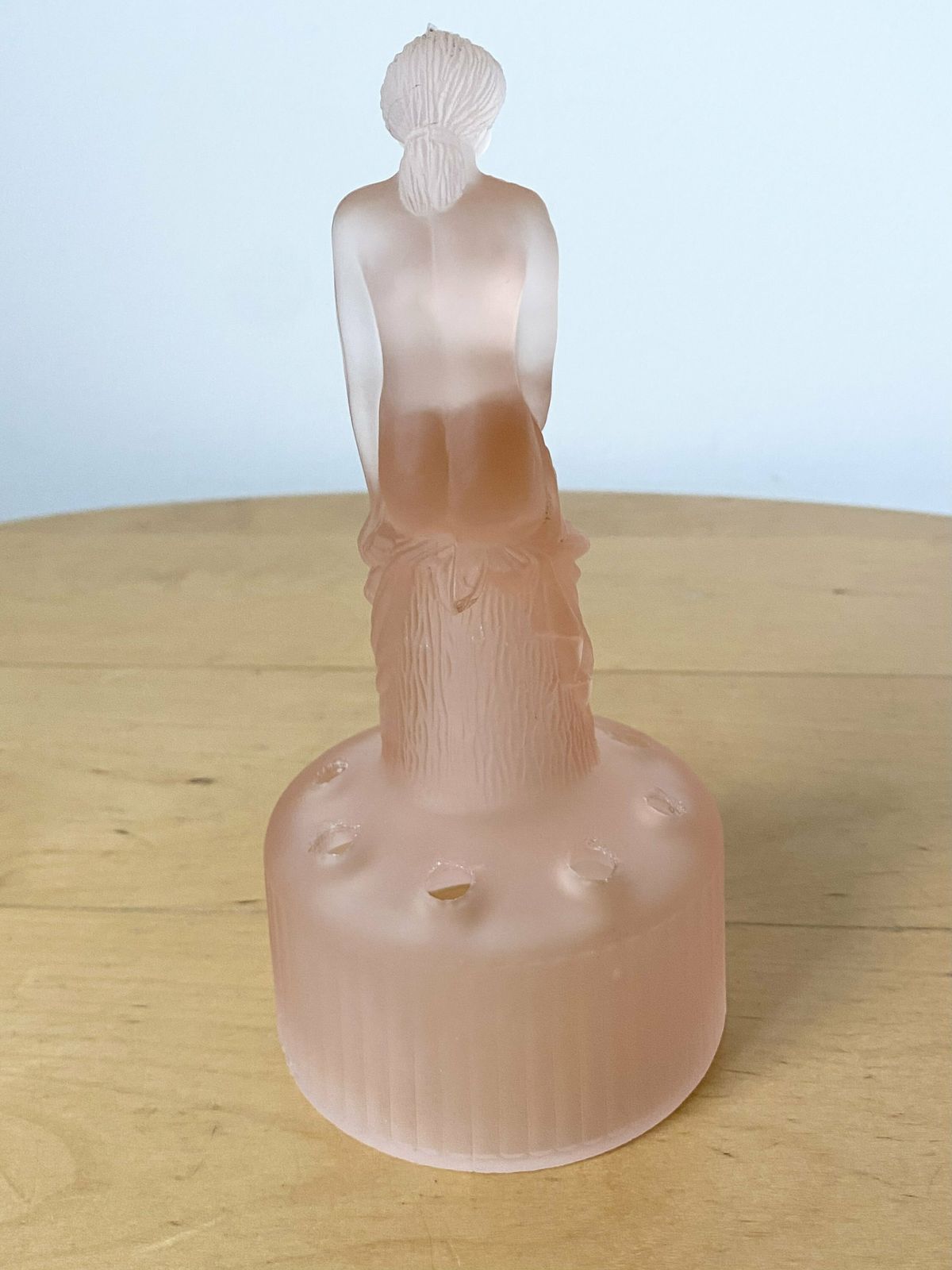 Sowerby Art Deco Pink Glass Seated Nude Lady Figurine ,Glass Frog photo 60.0