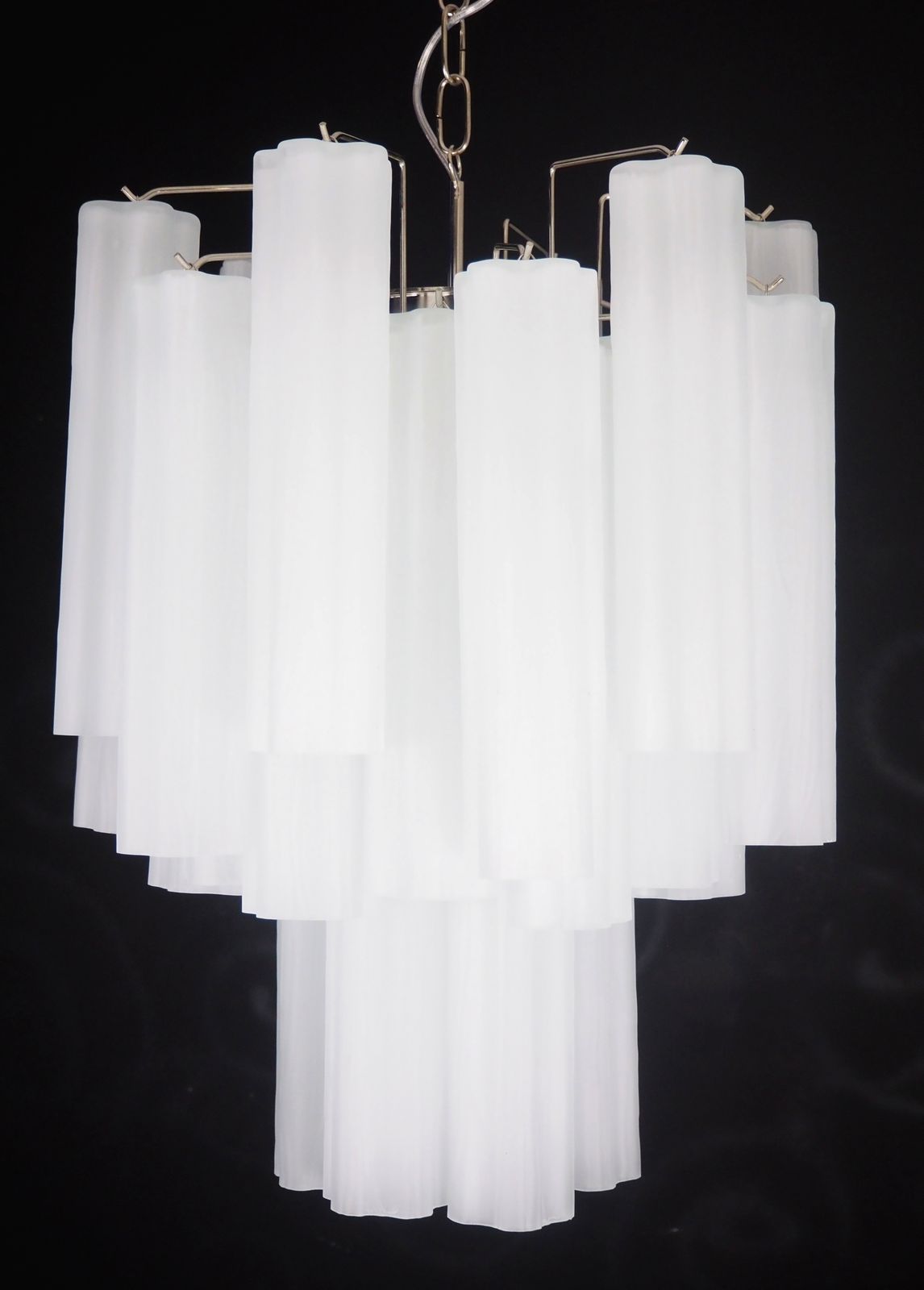 Fantastic Glass Tube Chandelier   30 Etched Glass Tube