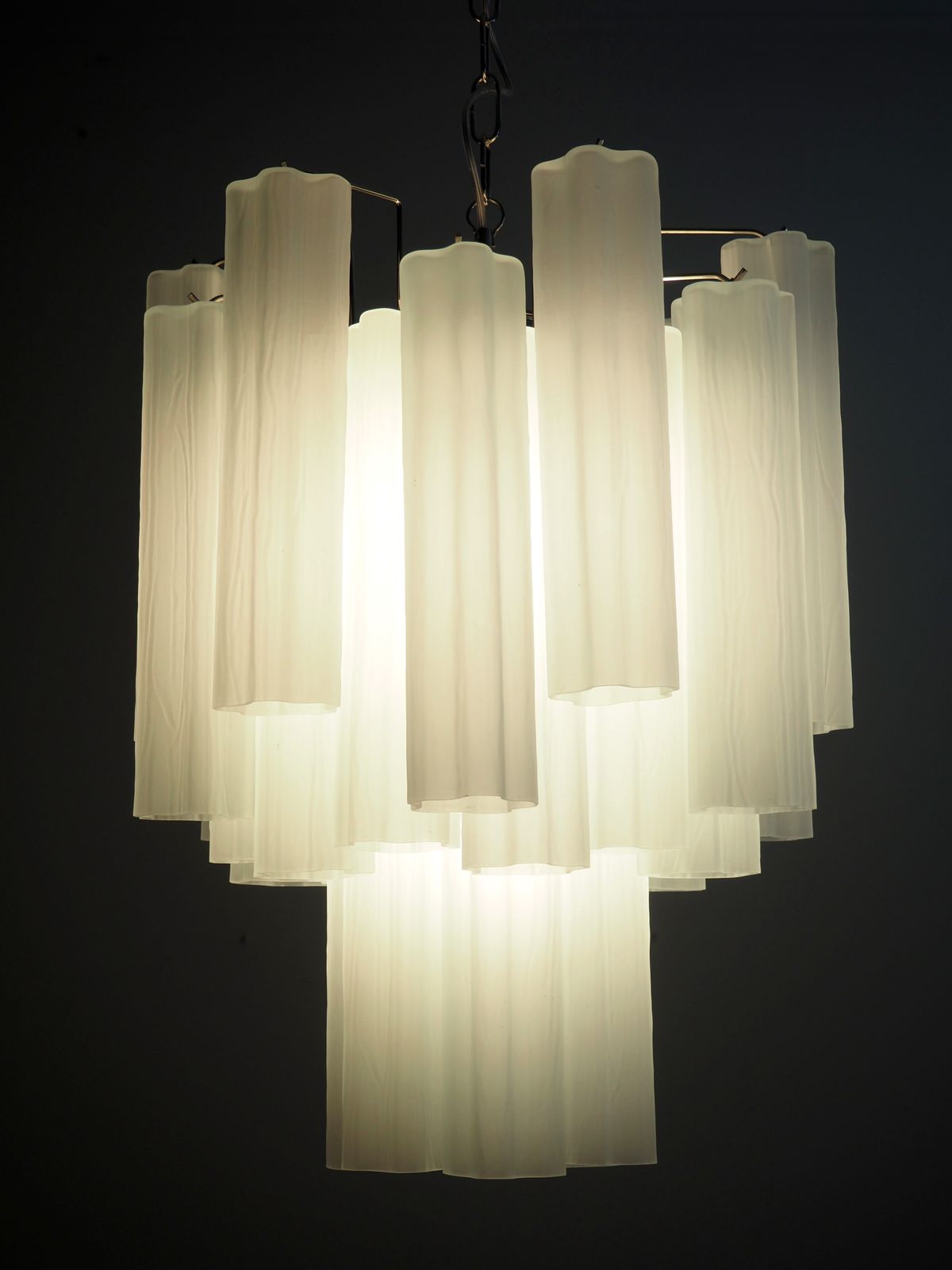 Fantastic Glass Tube Chandelier   30 Etched Glass Tube photo vintage