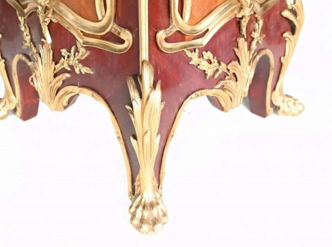 Pair Of, Antique Inlaid Marble Top Pot Stands With Bronze Detailing photo 5995.0