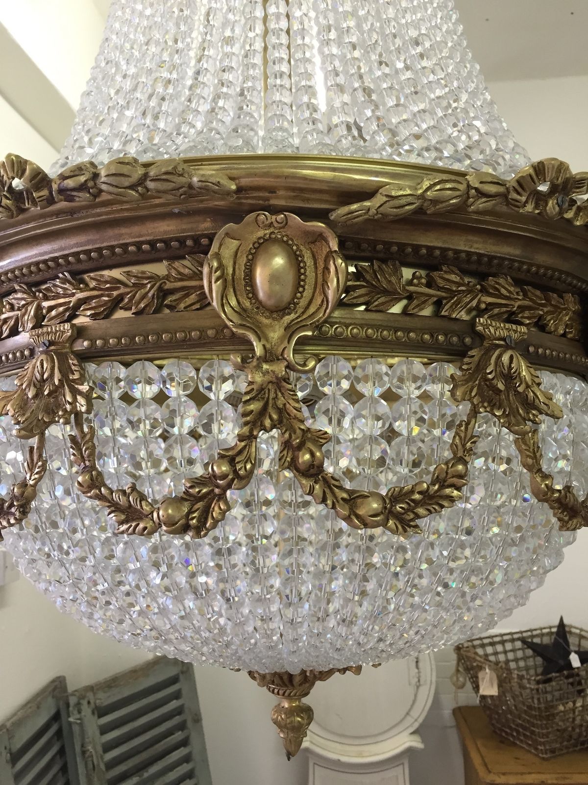 Stunning, Crystal And Bronze, French Empire Chandelier X2 photo furniture