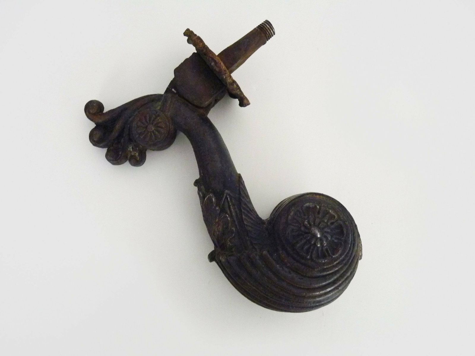 Old Cast Iron Door Knocker In The Shape Of A Hand With Ball. Door Hammer. photo vinterior