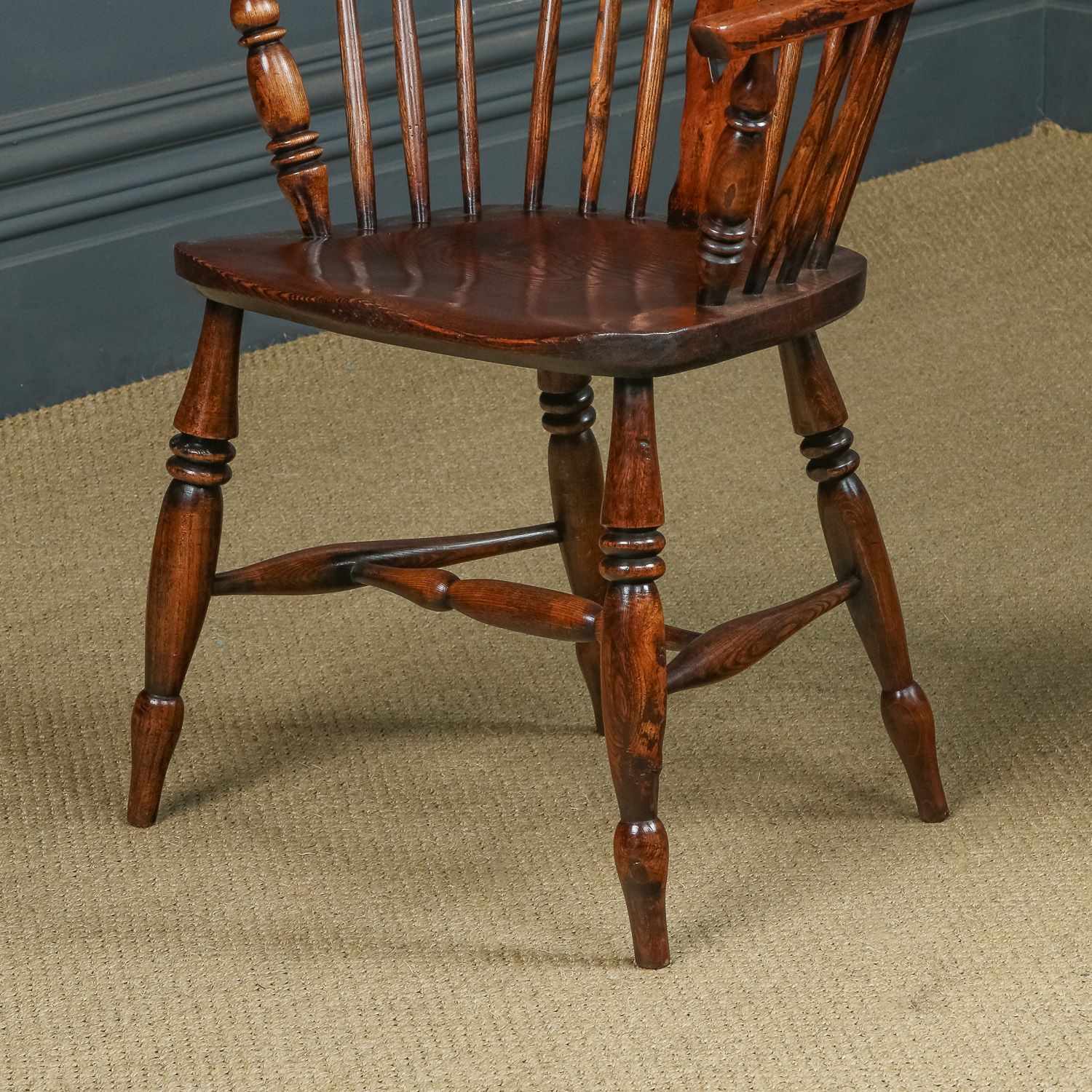 Furniture Set Of 12 Twelve Victorian Ash & Elm Windsor Stick & Hoop Back Kitchen Dining Chairs (Circa 1870 – 1930) photo