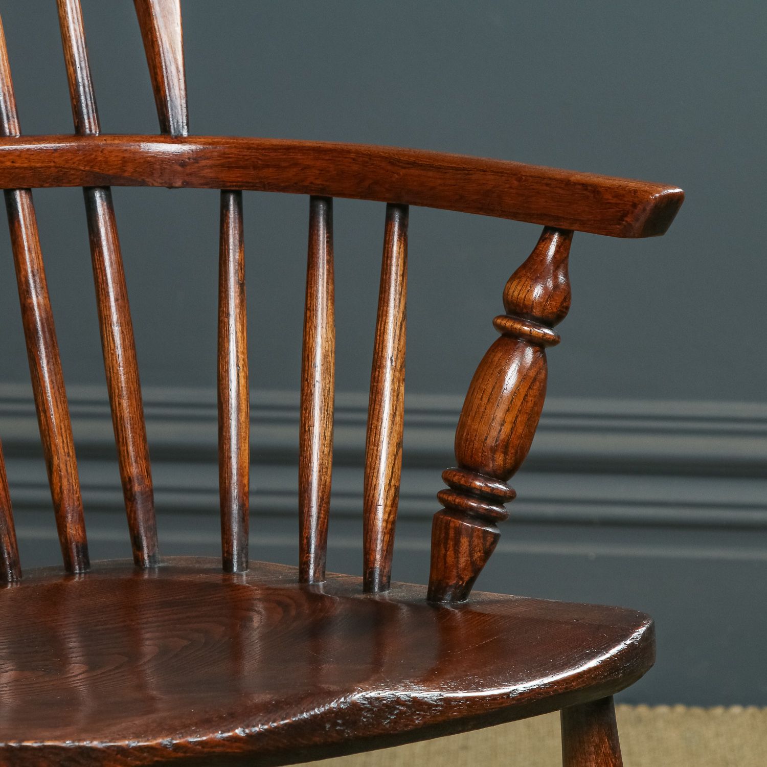 photo vinterior Set Of 12 Twelve Victorian Ash & Elm Windsor Stick & Hoop Back Kitchen Dining Chairs (Circa 1870 – 1930)