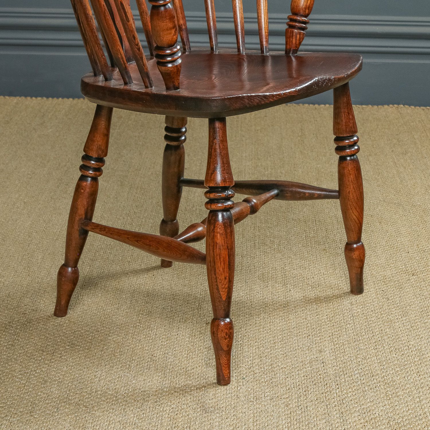 photo buy Set Of 12 Twelve Victorian Ash & Elm Windsor Stick & Hoop Back Kitchen Dining Chairs (Circa 1870 – 1930)