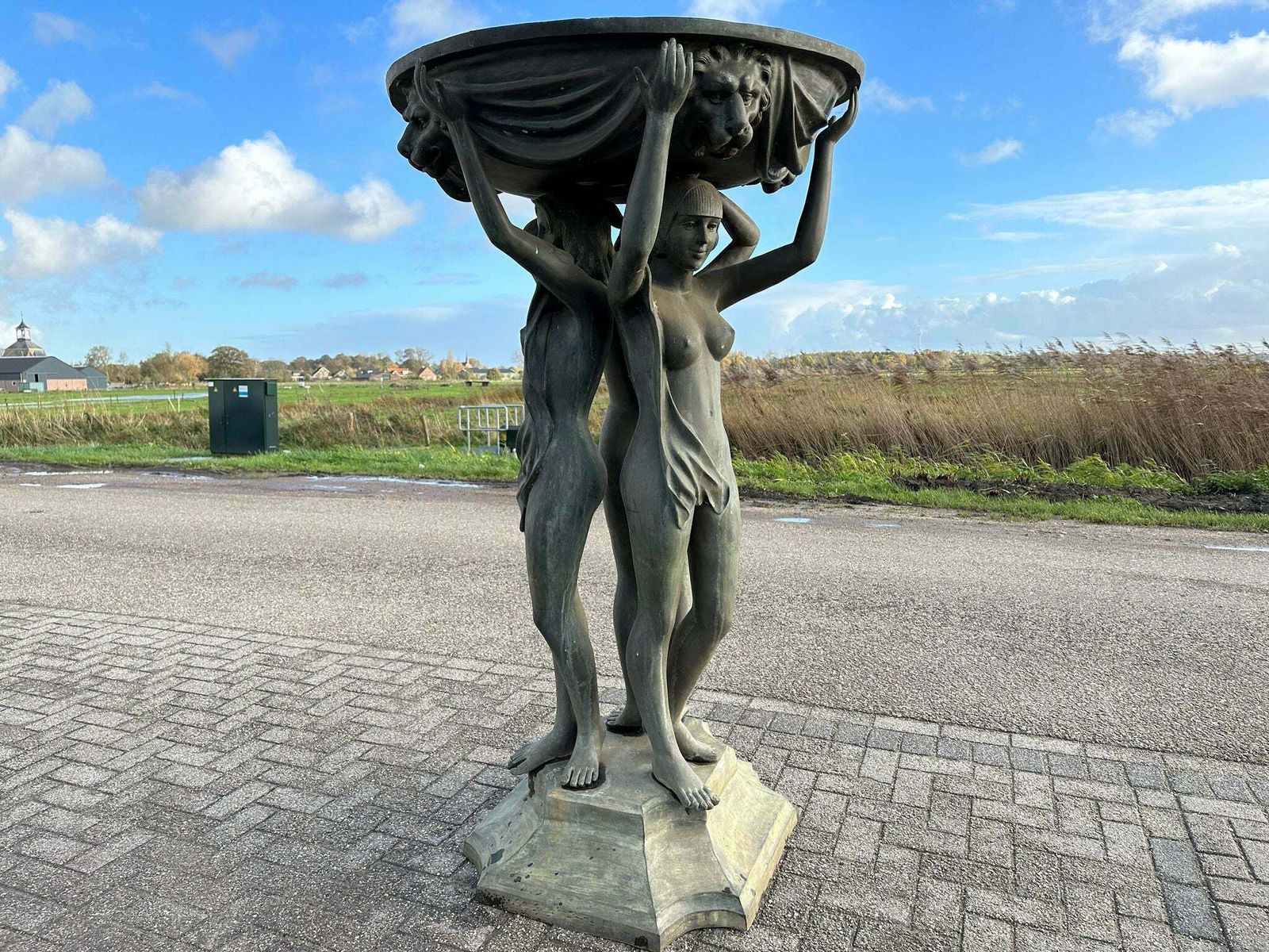 Very Rare, Antique Art Deco Solid Bronze Fountain