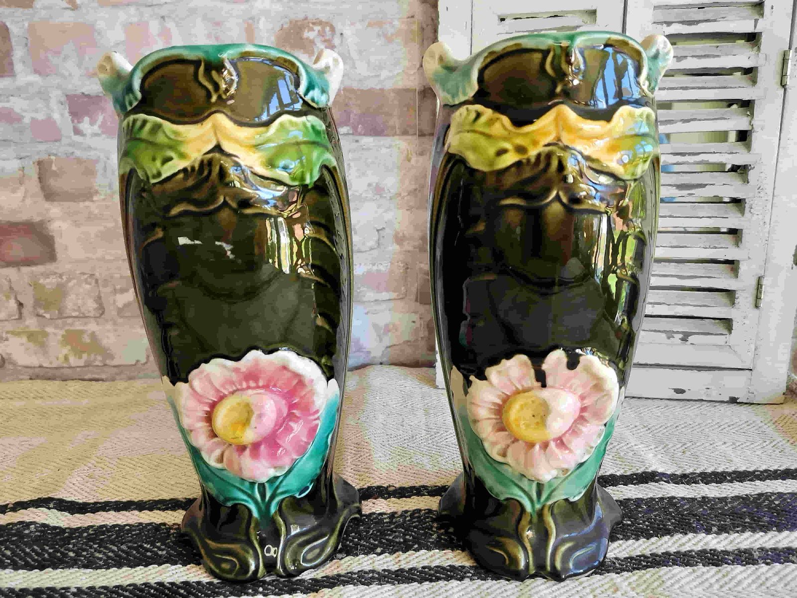Two Gustav De Bruyn French Art Nouveau Vases
