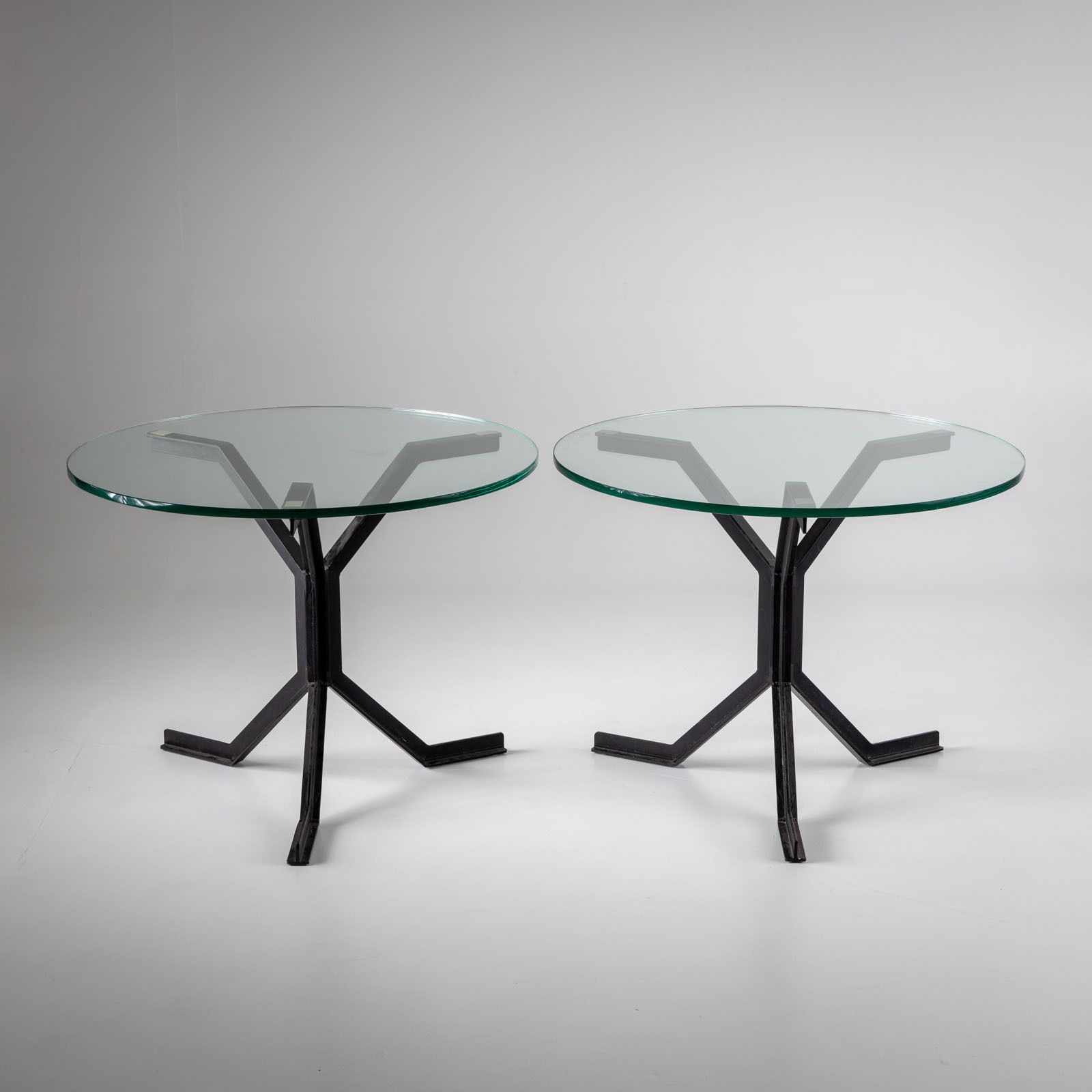 Iron And Glass Side Tables, 20th Century