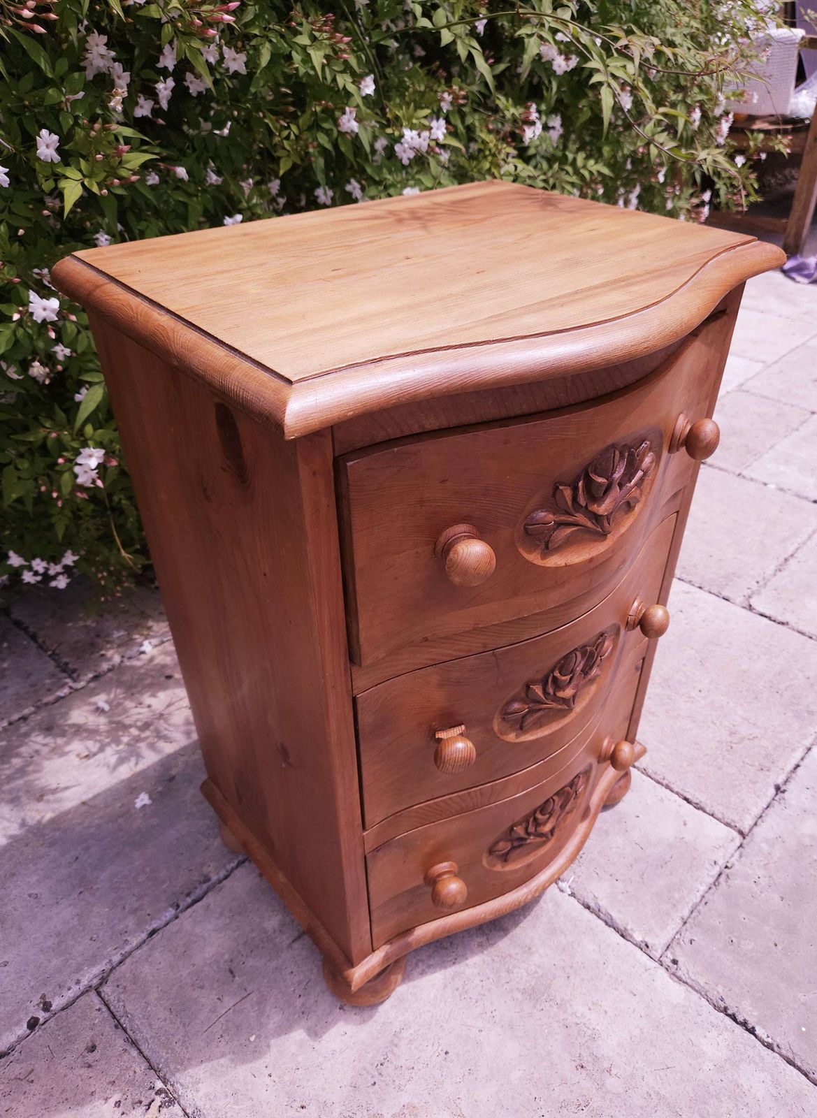 Solid Pine, Shaped & Carved Side Table With Drawers photo Furniture