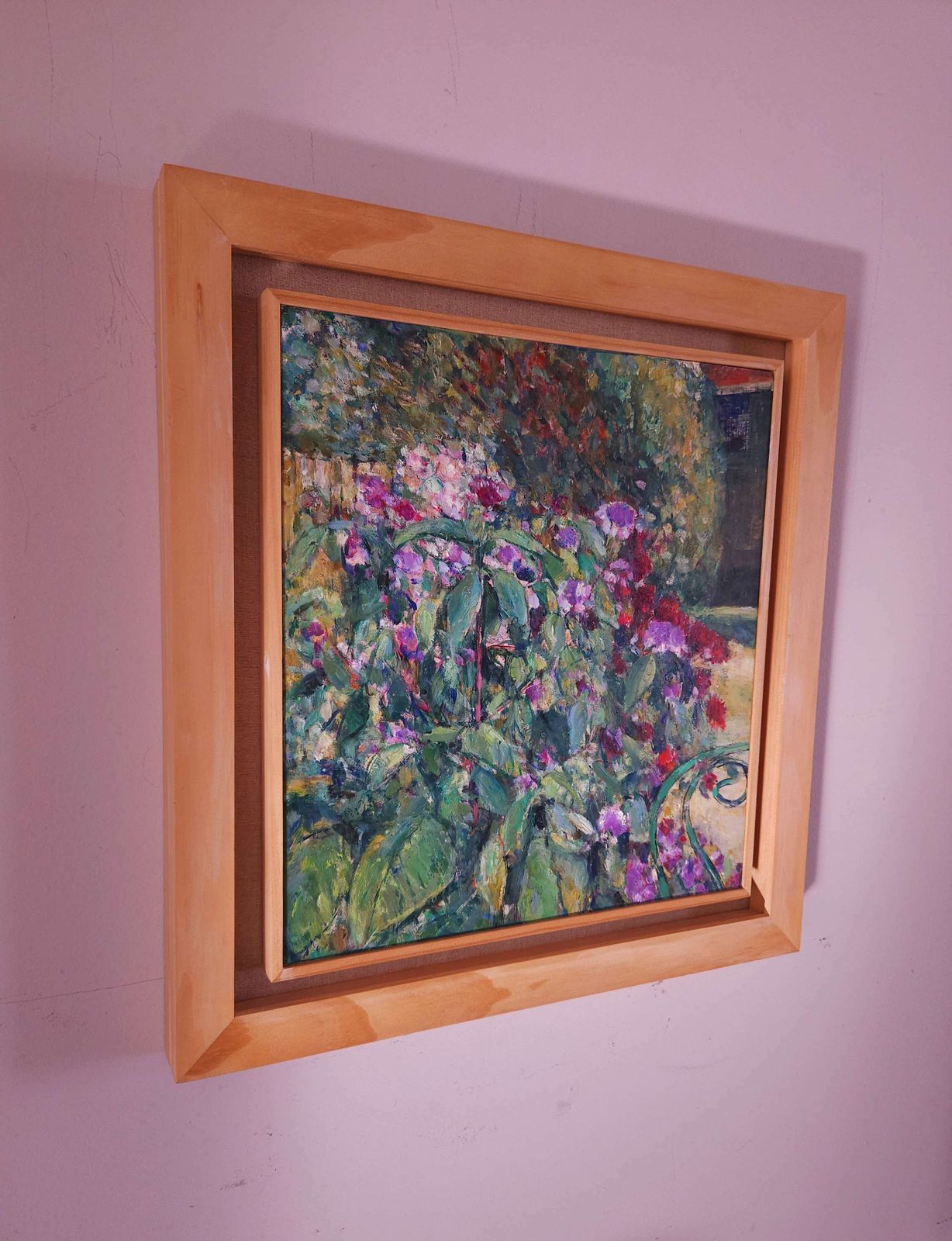 Framed Oil On Board Of Colourful Summer Garden By Suffolk Artist John Sergeant photo furniture