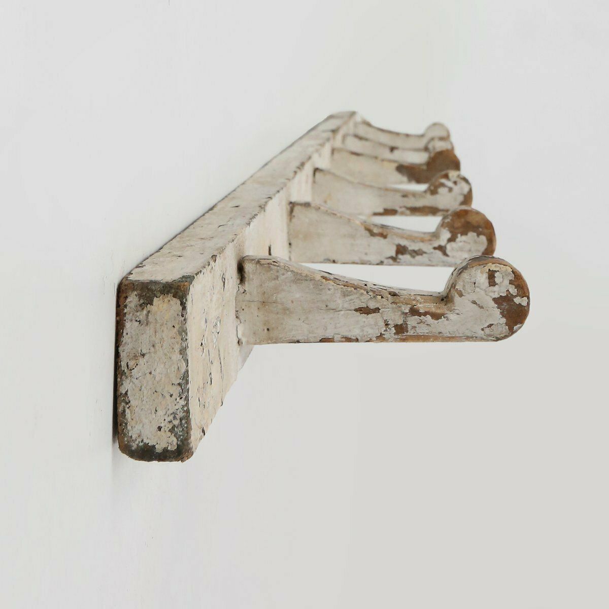 Industrial White Wall Mounted Coat Rack In Wood, Belgium, 1920s photo furniture